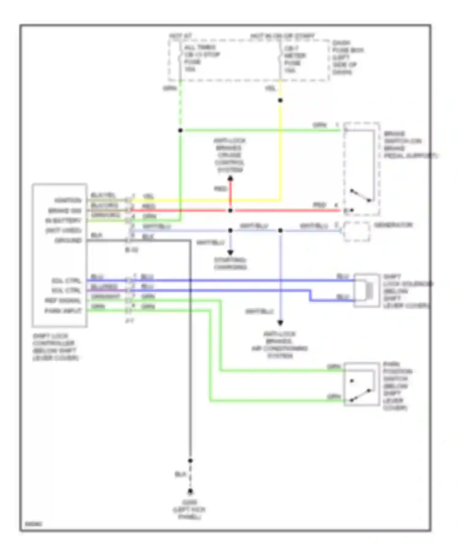Rodeo Isuzu I (1989-1998): Shift interlock circuit