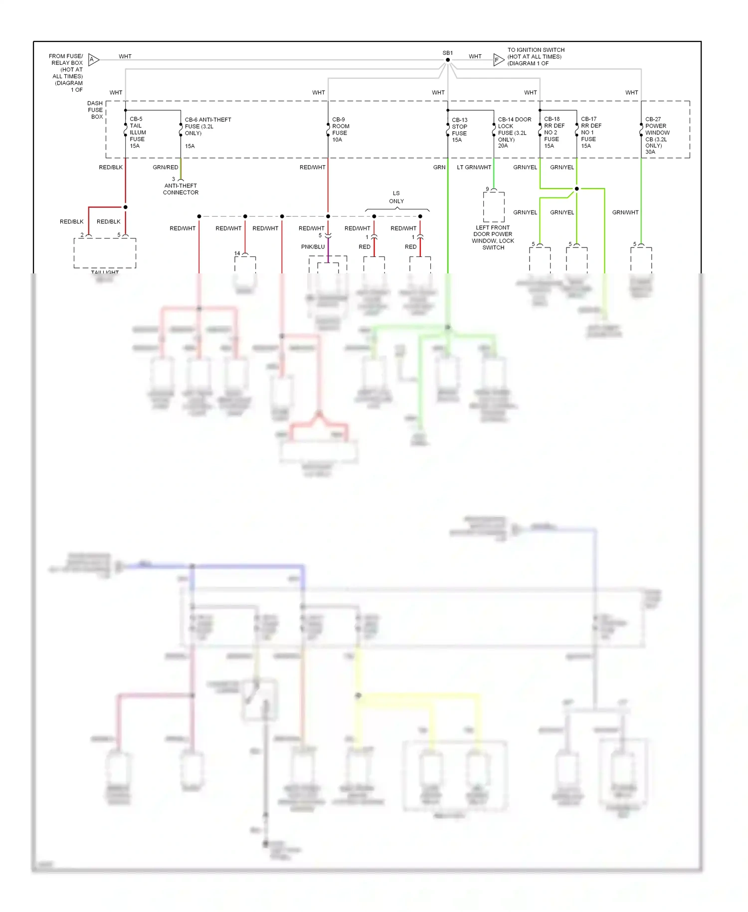 Wiring diagram dome light for Isuzu Rodeo I (1989-1998) (2 of 2)