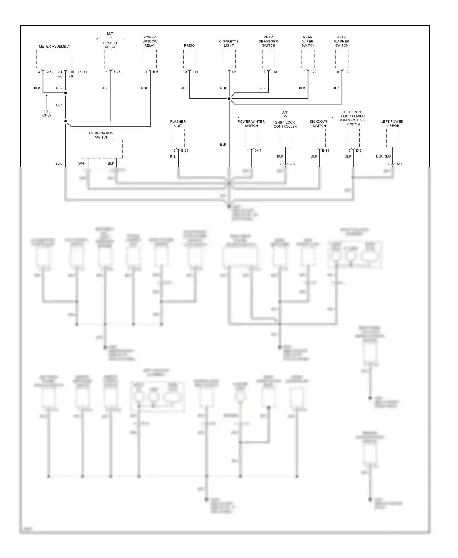 Wiring diagram kickdown switch for Isuzu Rodeo I (1989-1998) (1 of 1)
