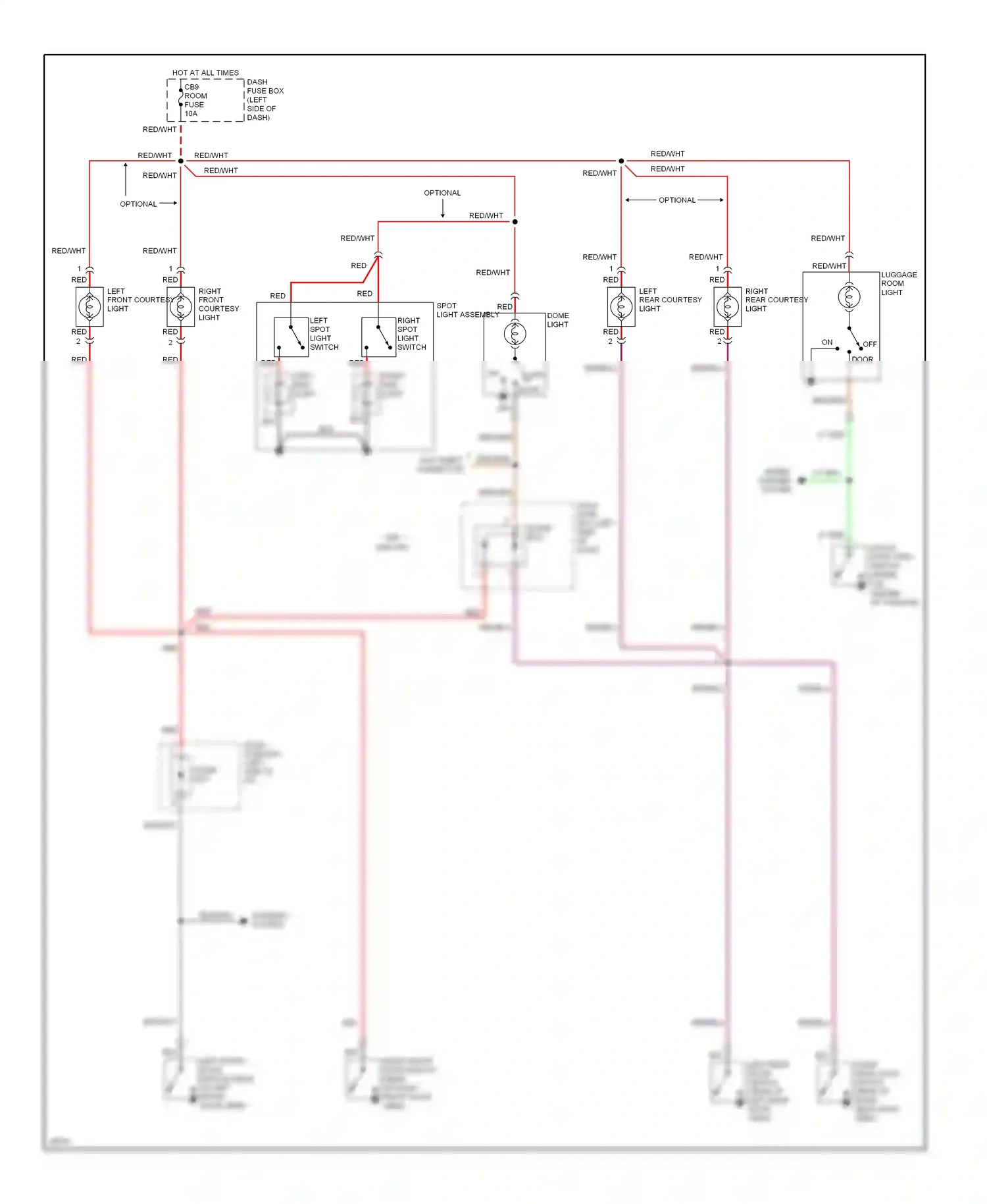 Wiring diagram right front courtesy light for Isuzu Rodeo I (1989-1998) (1 of 1)