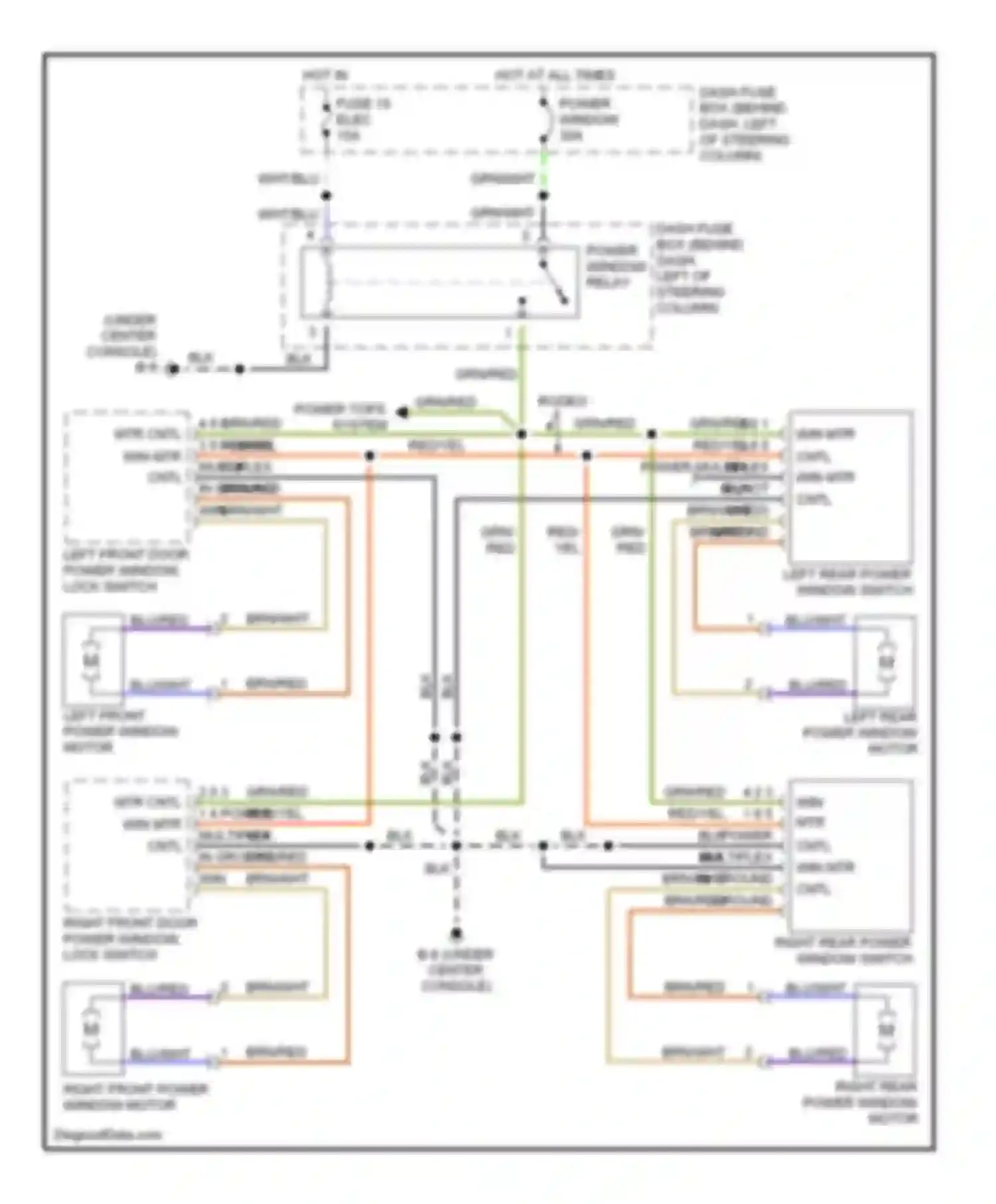 Rodeo Isuzu II (1998-2004): Power window circuit