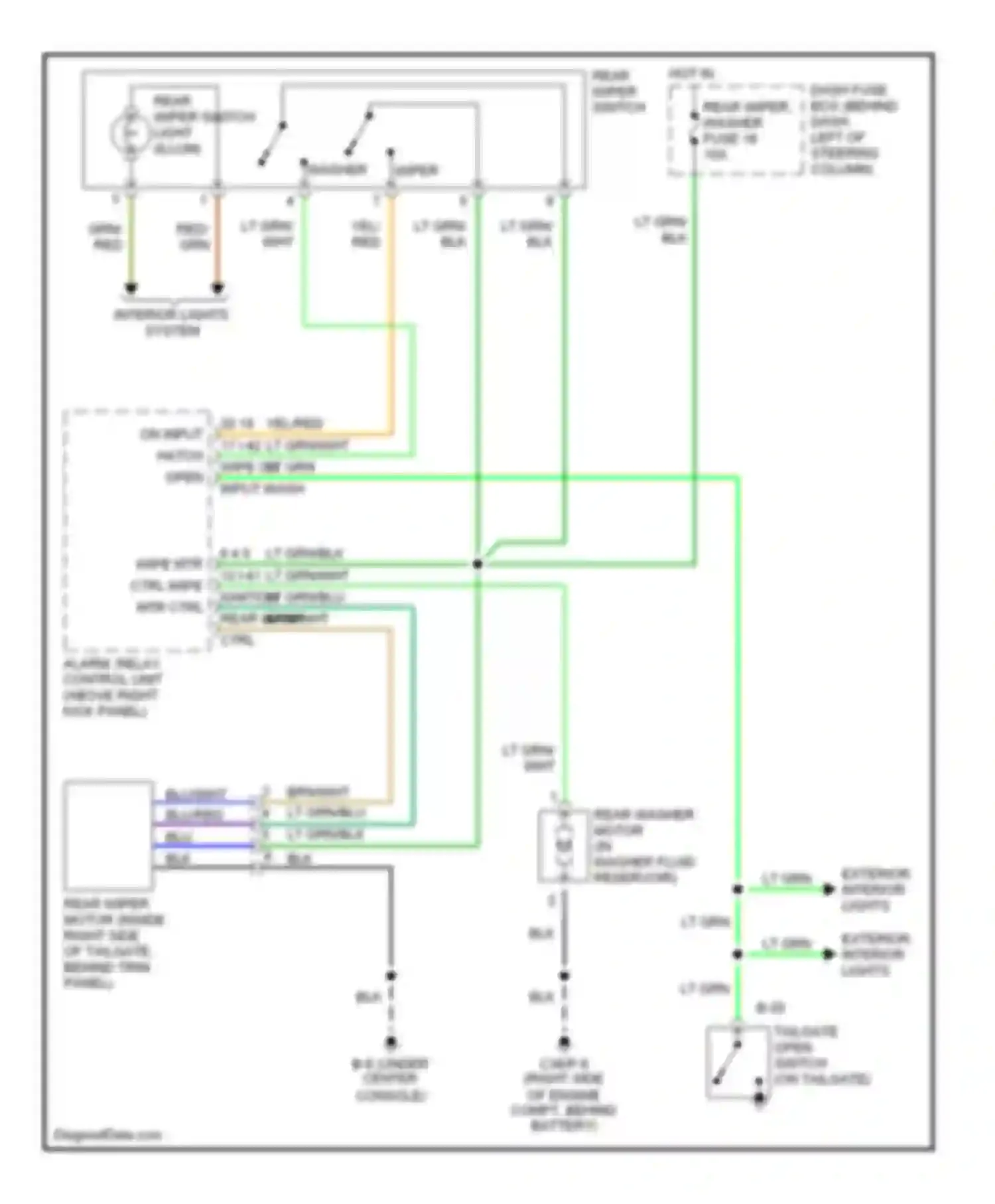 Rodeo Isuzu II (1998-2004): Rear wiper/washer circuit