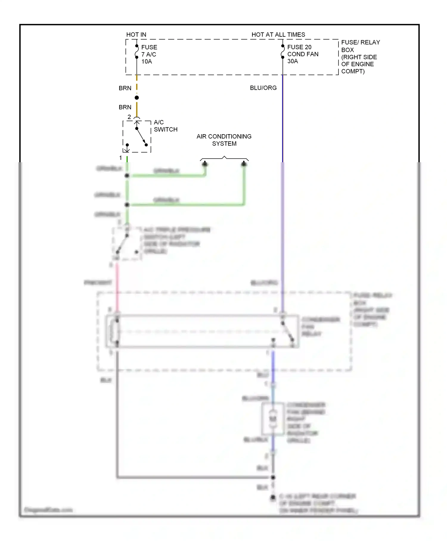 Wiring diagram a/c switch for Isuzu Rodeo II (1998-2004) (3 of 4)