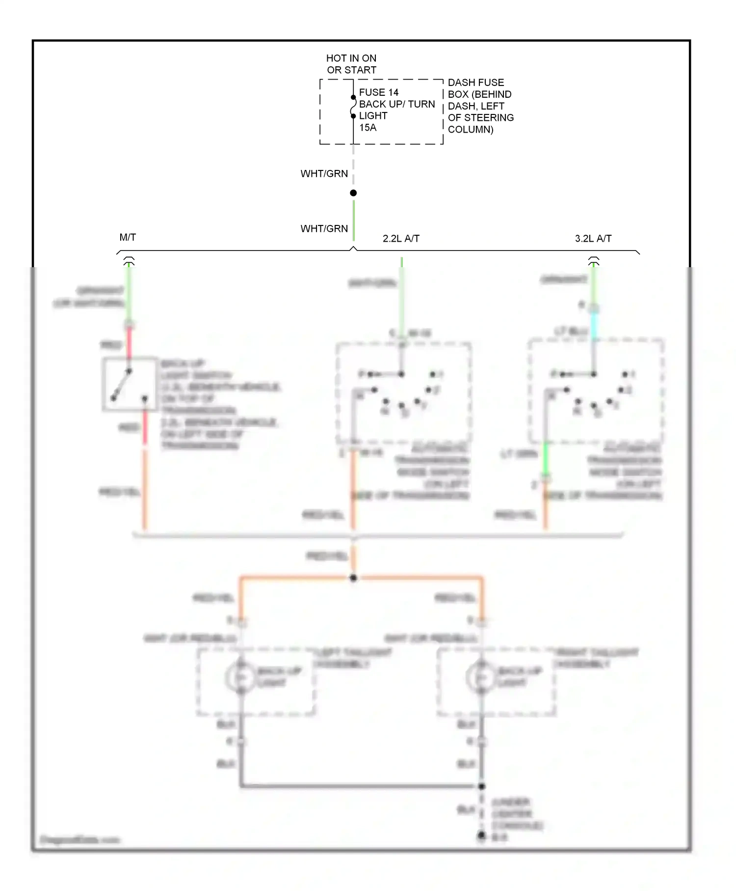 Wiring diagram back- up light for Isuzu Rodeo II (1998-2004) (1 of 1)