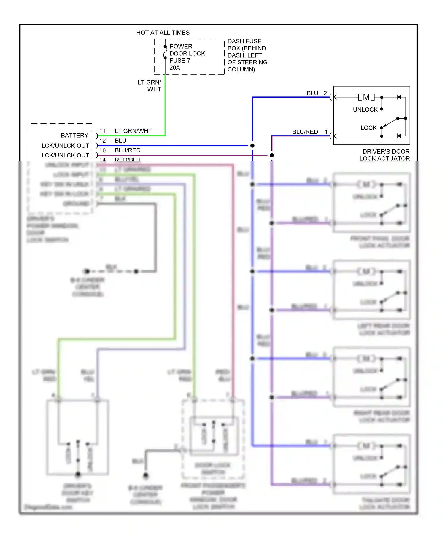 Wiring diagram door lock switch for Isuzu Rodeo II (1998-2004) (2 of 2)