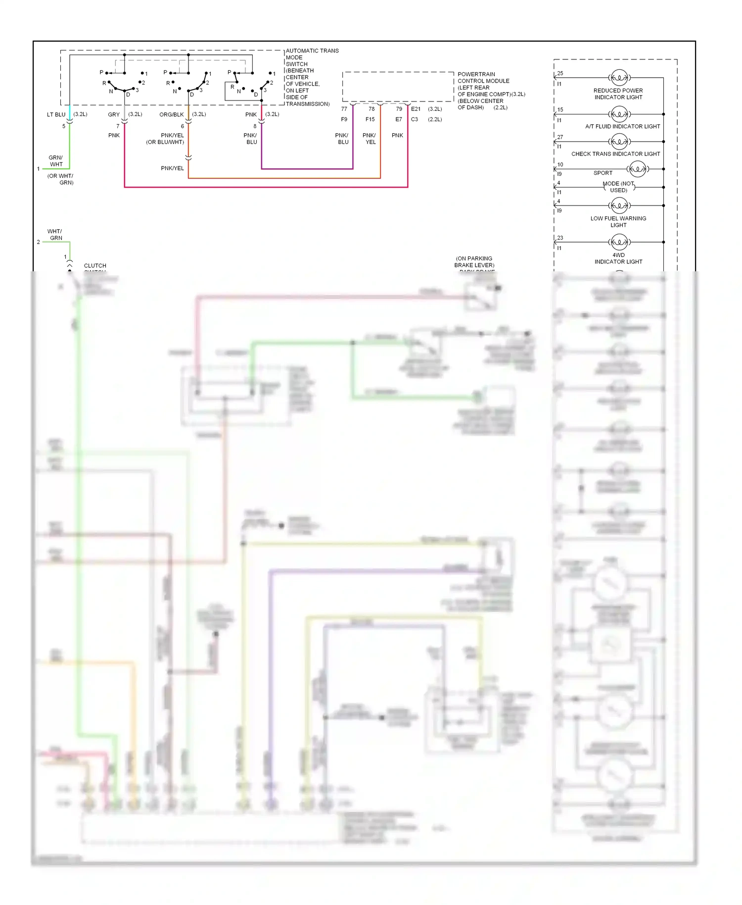 Wiring diagram indicator light for Isuzu Rodeo II (1998-2004) (1 of 1)