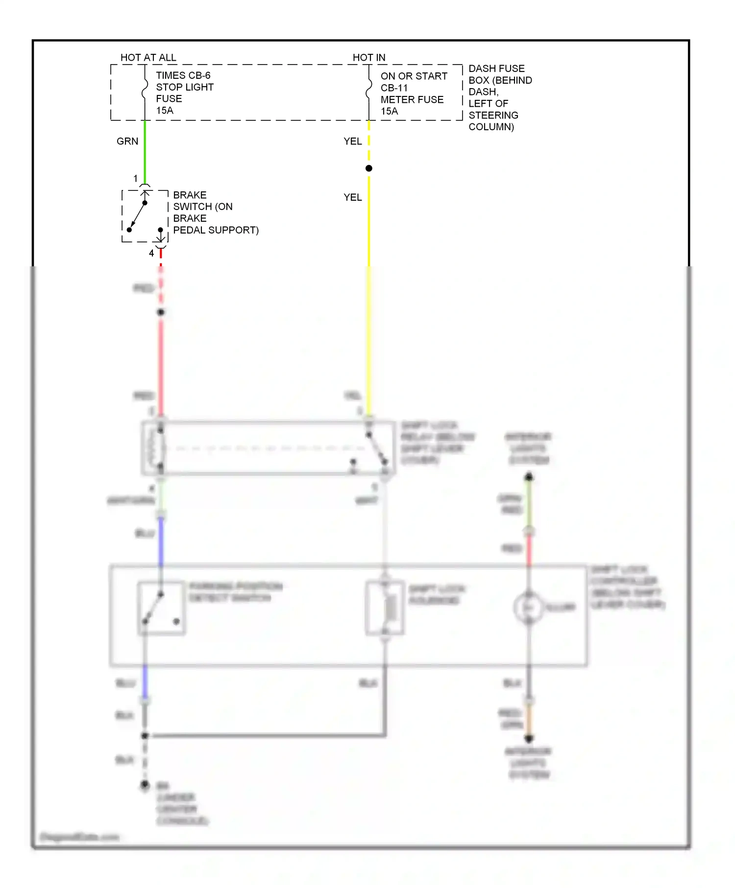 Wiring diagram shift lock controller for Isuzu Rodeo II (1998-2004) (3 of 3)