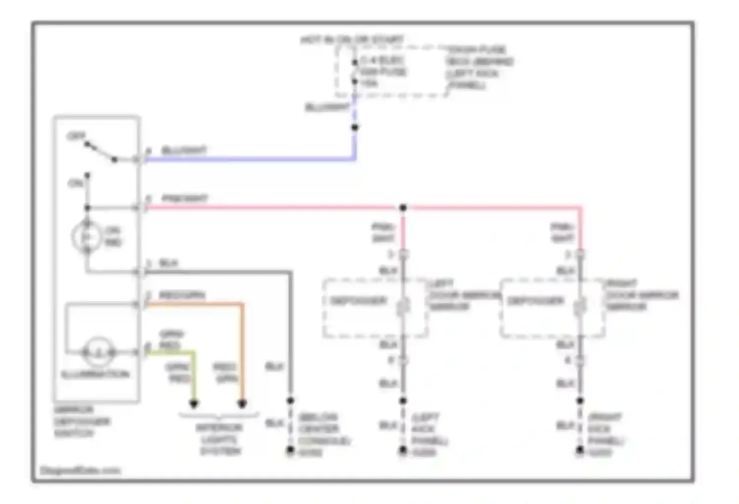 Trooper Isuzu II (1992-2002): Heated mirrors circuit