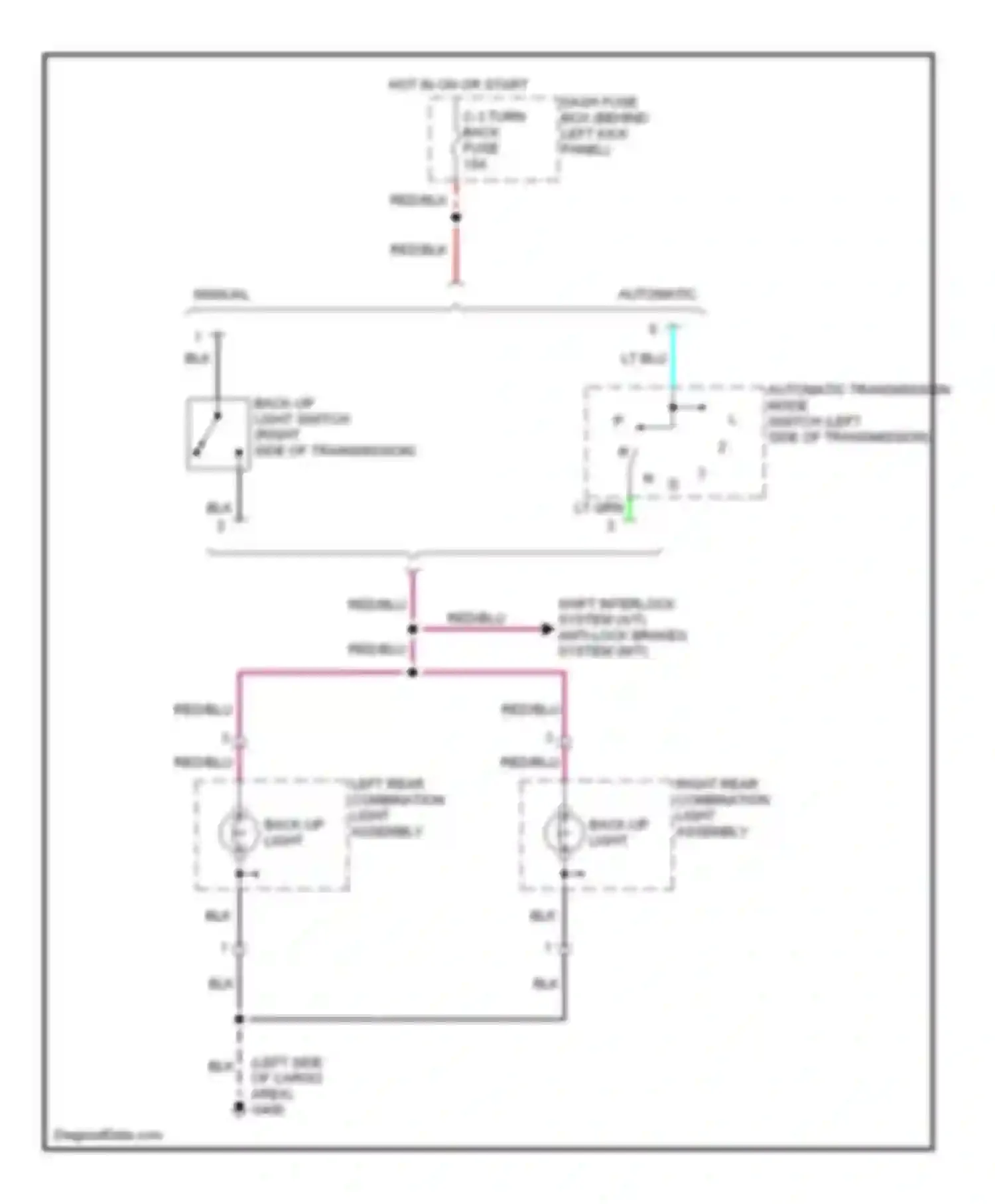 Trooper Isuzu II (1992-2002): Back-up lamps circuit