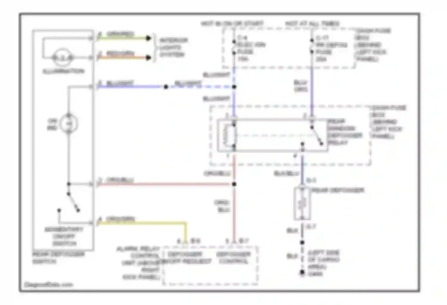 Wiring diagram defogger control for Isuzu Trooper II (1992-2002) (1 of 1)