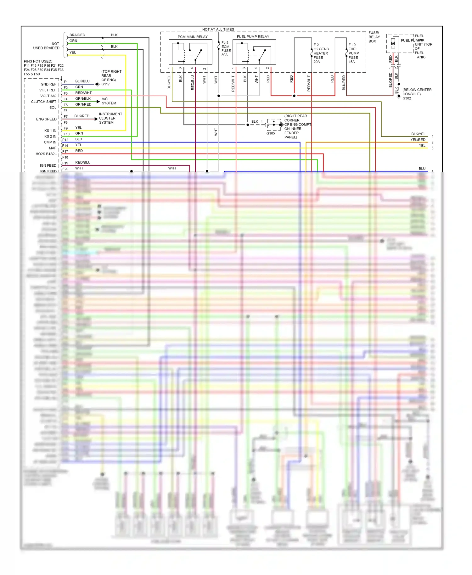 Isuzu Trooper II (1992-2002) engine or powertrain control module (on right side of eng compt) wiring diagram  (1 of 2)