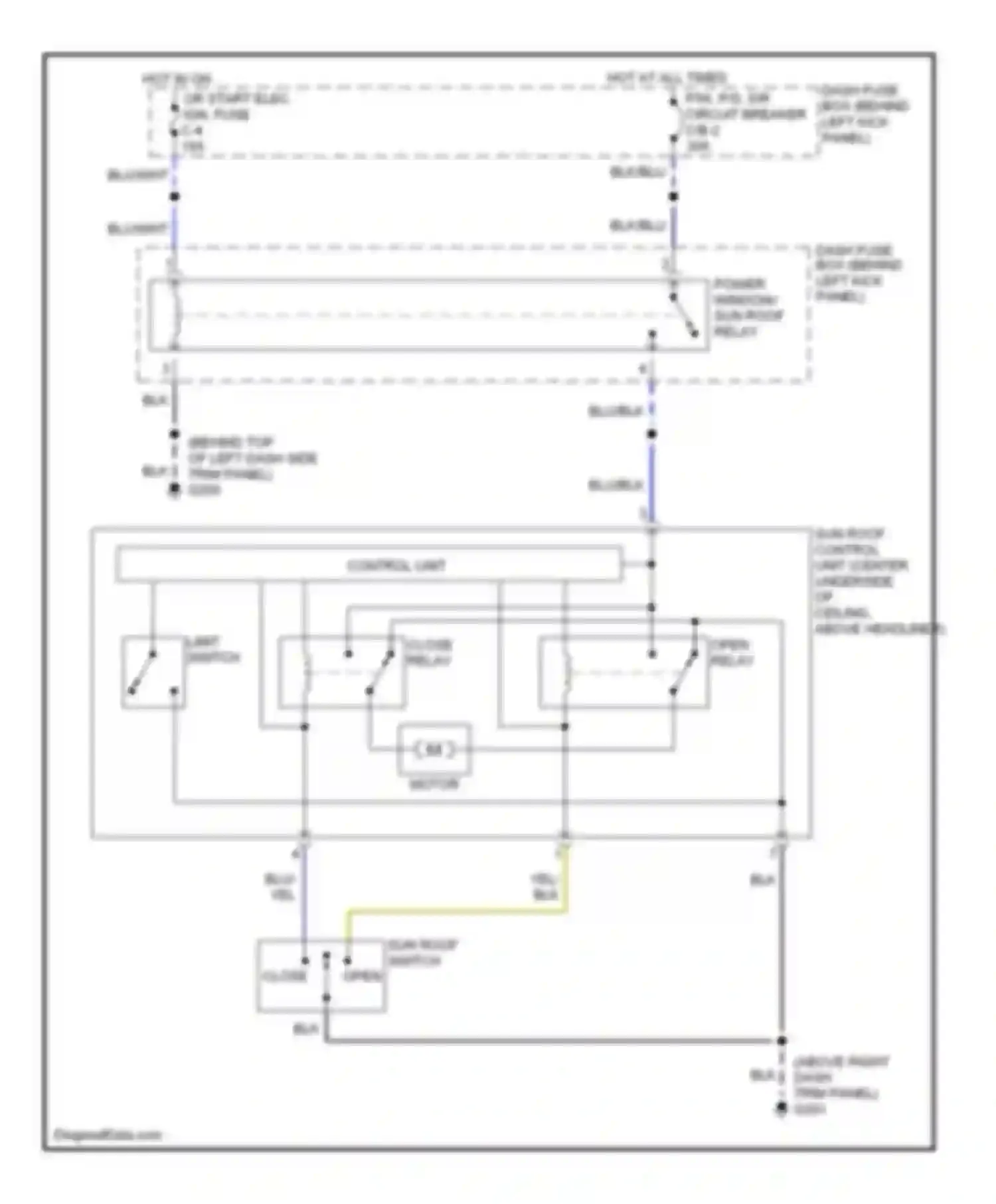 Wiring diagram hot at all times p/w, p/s, s/r circuit breaker for Isuzu Trooper II (1992-2002) (1 of 1)