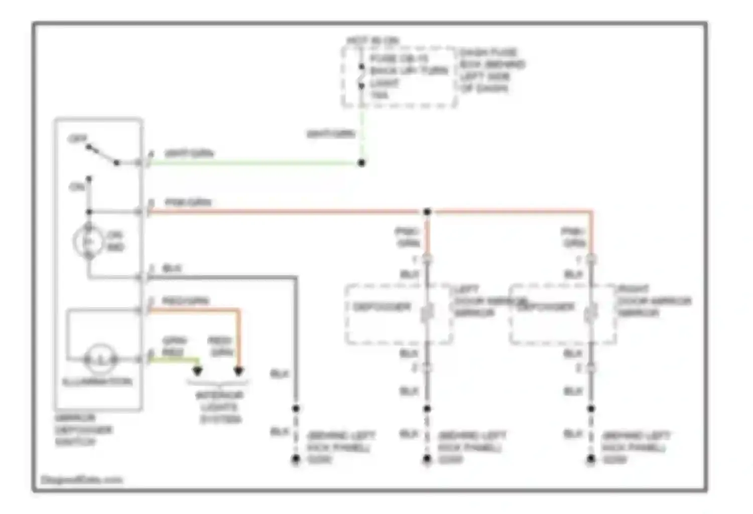 Wiring diagram hot in on fuse cb-15 back up/ turn light for Isuzu VehiCross I (1997-2001) (1 of 1)