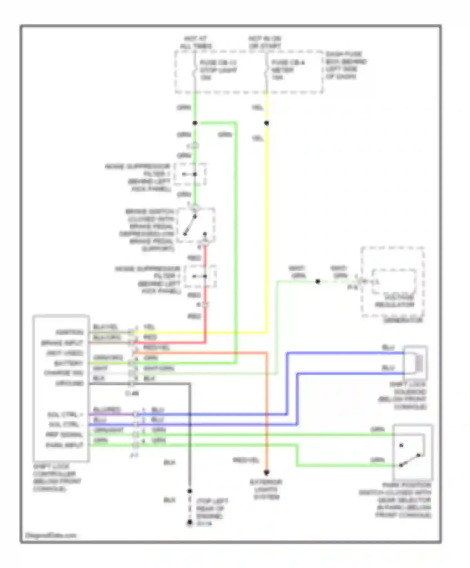 Wiring diagram hot in on or start for Isuzu VehiCross I (1997-2001) (14 of 17)