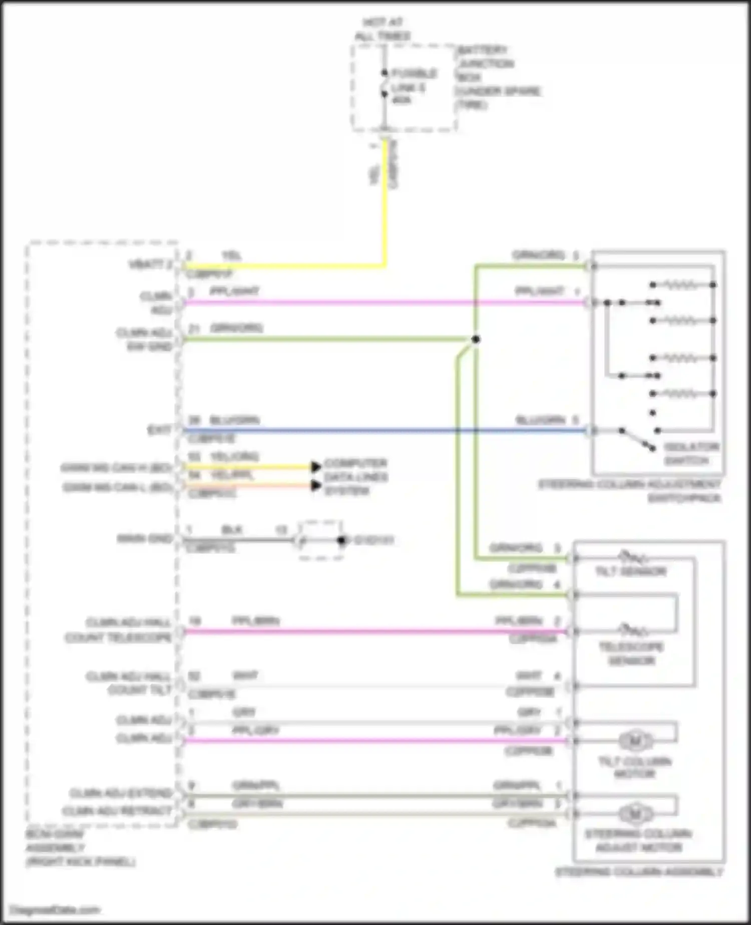 Wiring diagram clmn adj dn for Jaguar F-Pace I (2016-2020) (2 of 3)