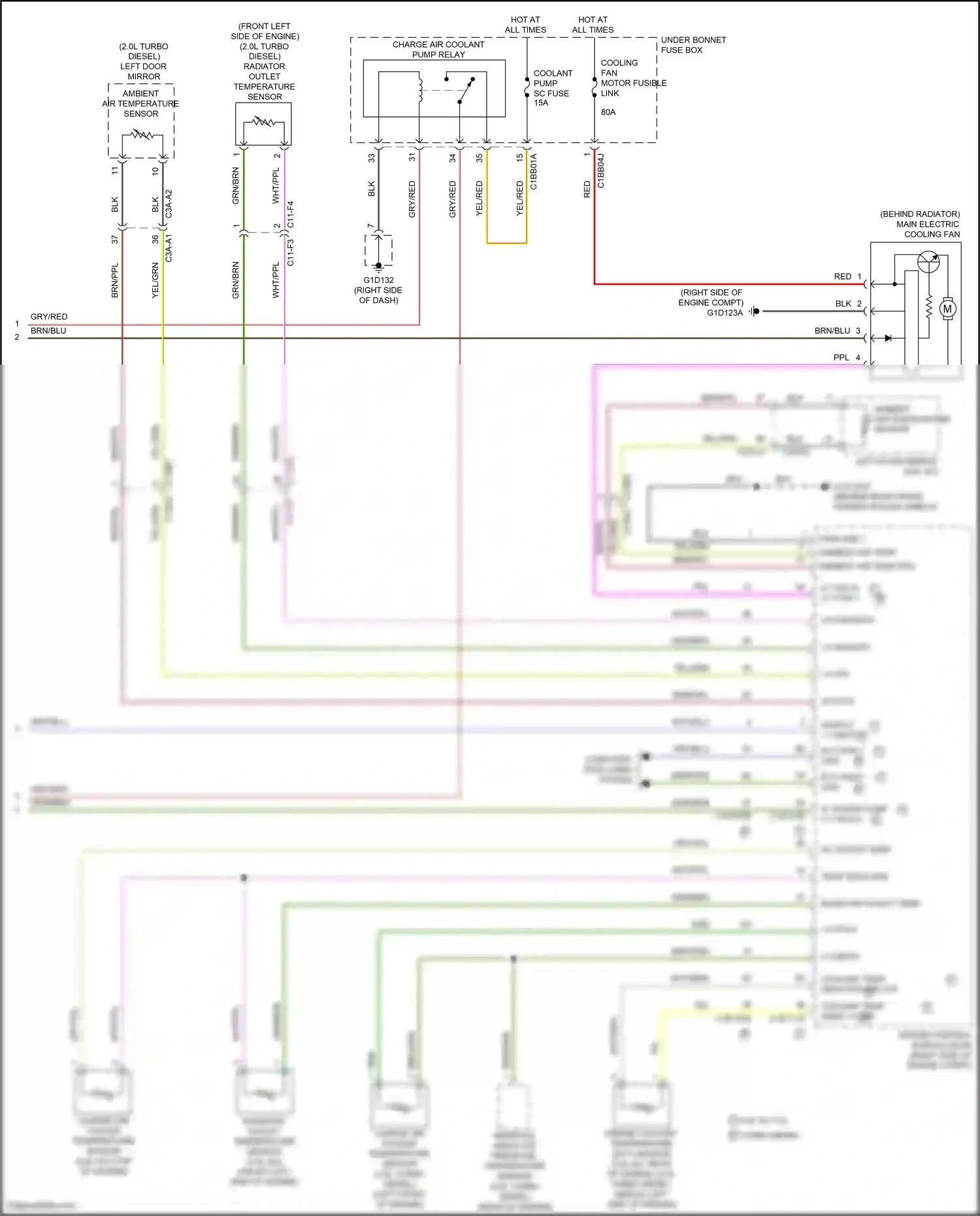 Jaguar F-Pace I (2016-2020) engine coolant temperature (ect) sensor wiring diagram  (1 of 4)