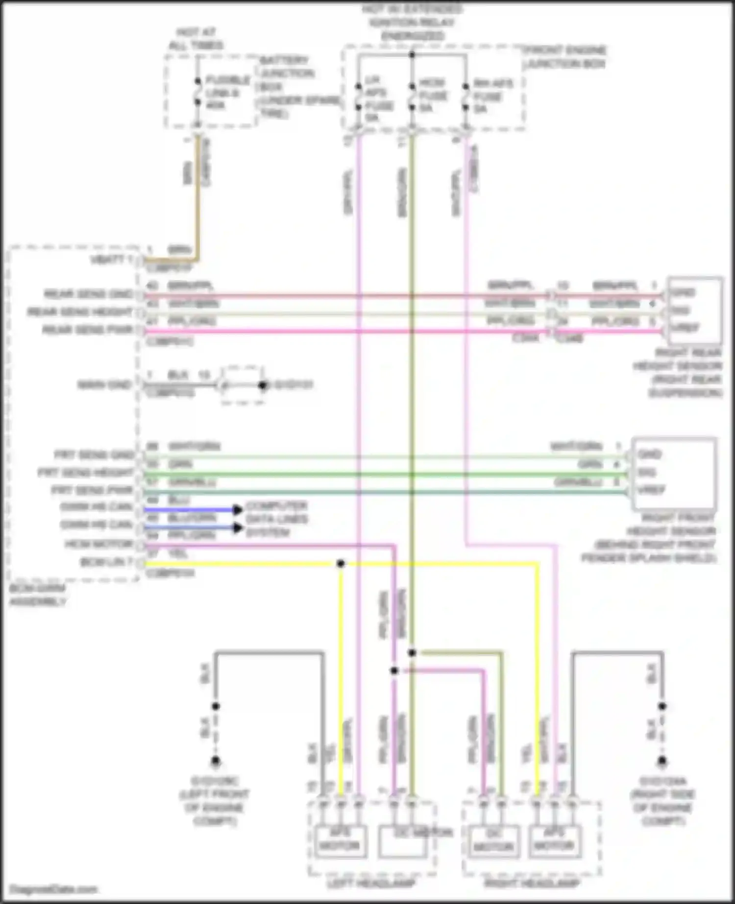 Wiring diagram right front height sensor for Jaguar F-Pace I (2016-2020)