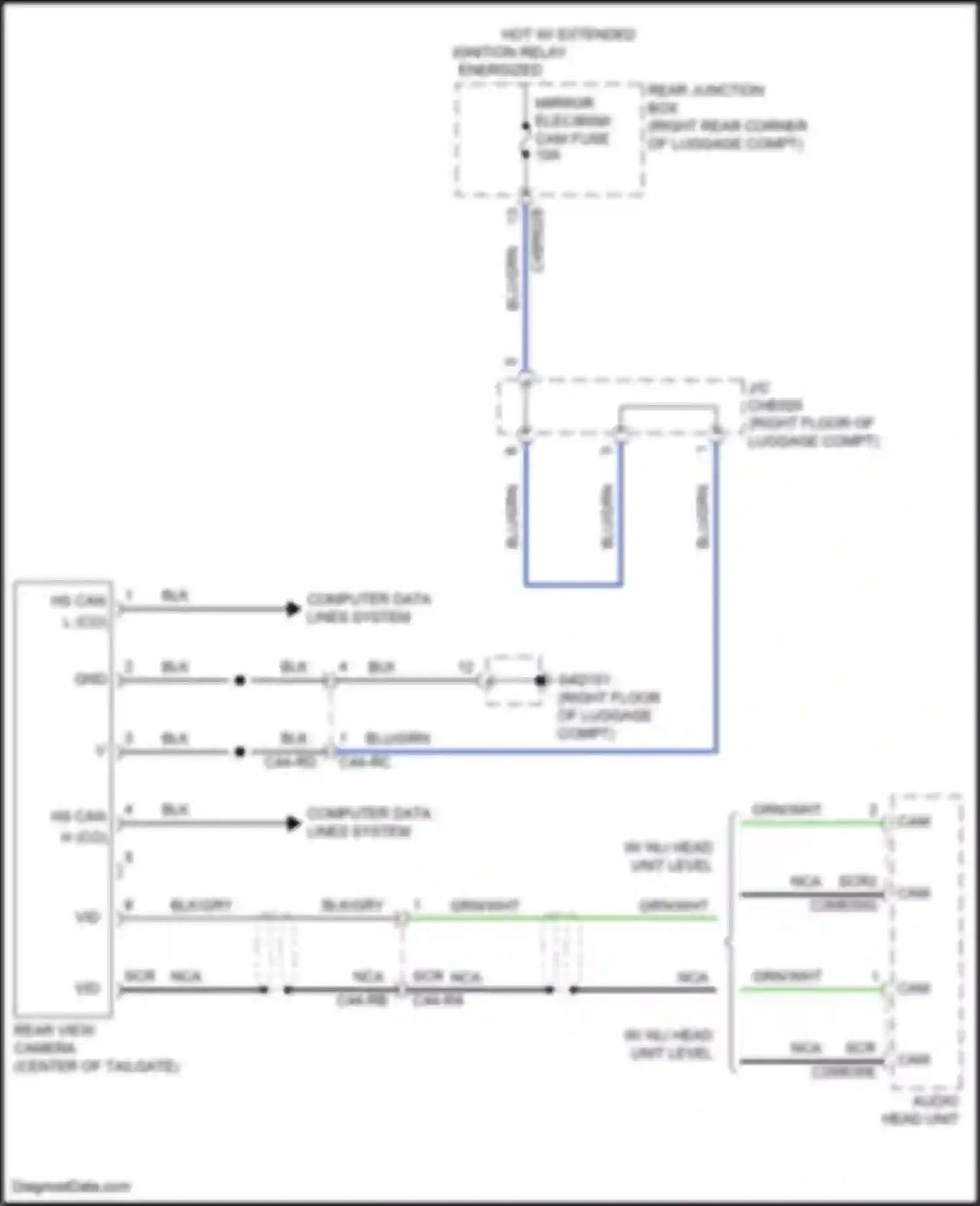 Wiring diagram mirror elec/bsm/ cam fuse for Jaguar F-Pace I (2016-2020) (2 of 2)