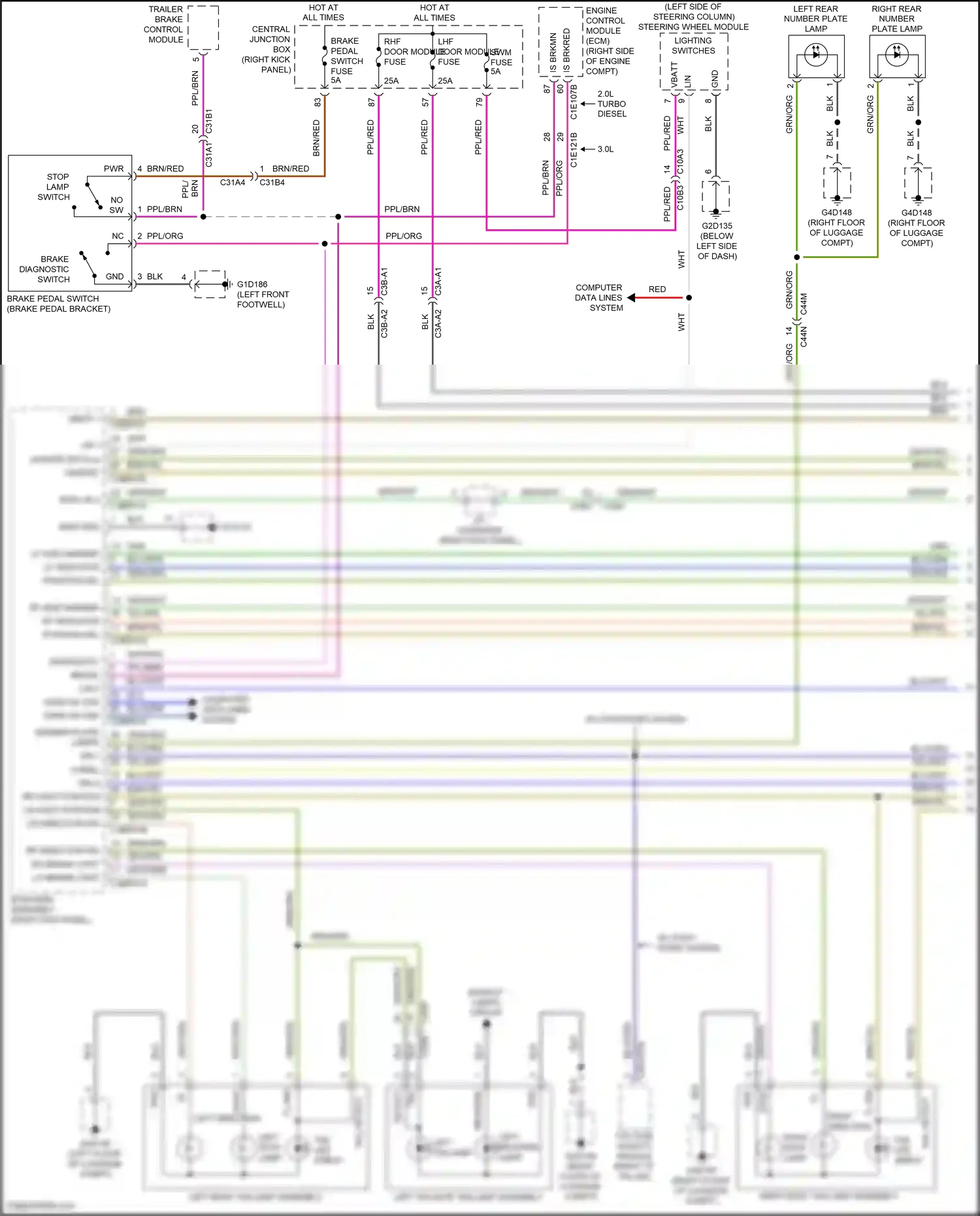 Jaguar F-Pace I (2016-2020) reverse wiring diagram  (2 of 4)