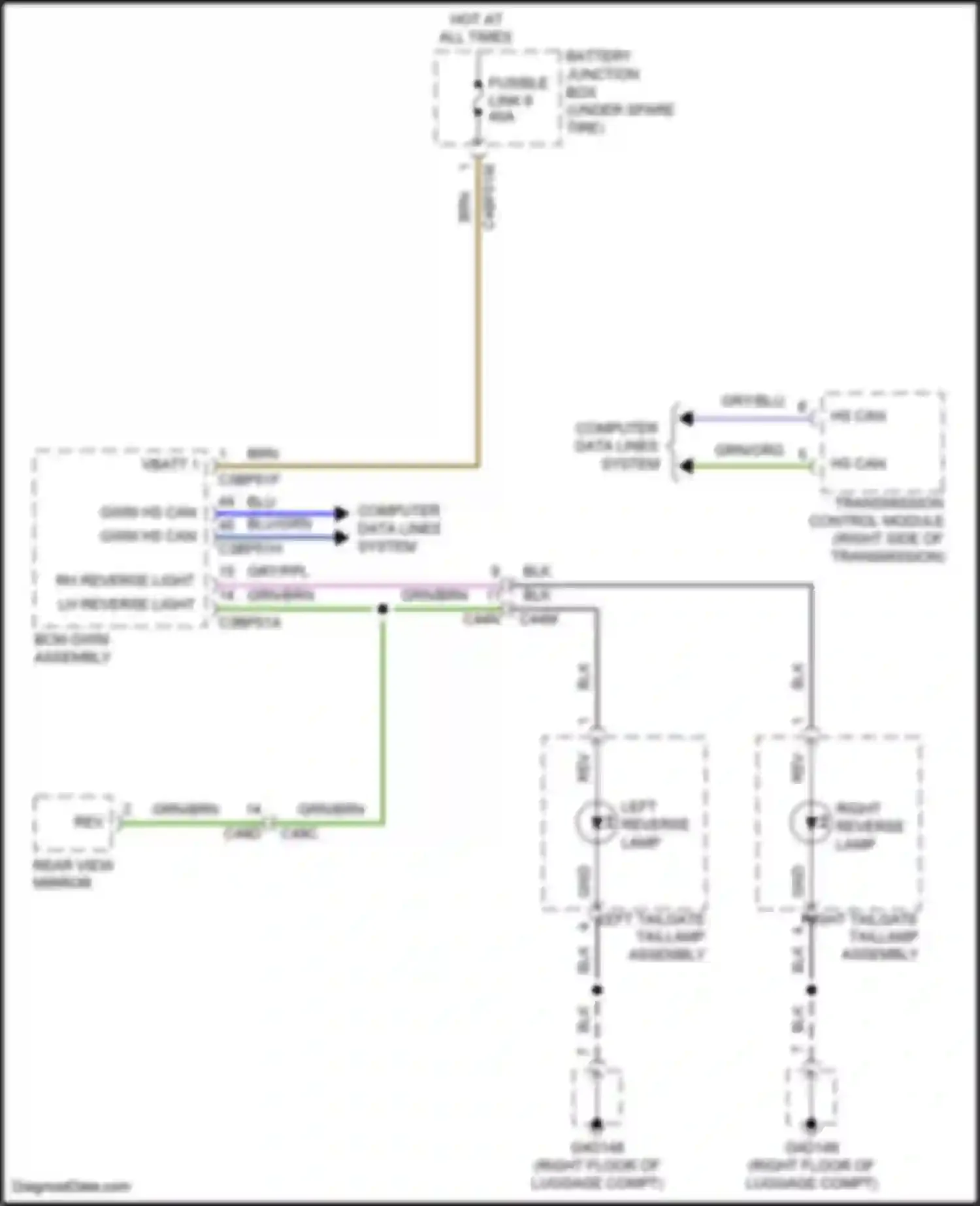 Wiring diagram lh reverse light for Jaguar F-Pace I (2016-2020)