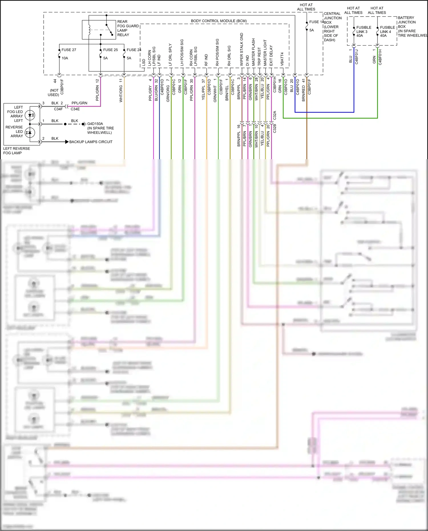 Jaguar F-type I facelift (2016-2019) exit wiring diagram  (1 of 3)