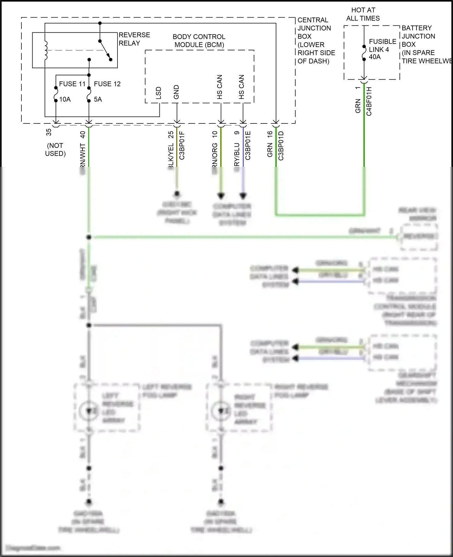 Jaguar F-type I facelift (2016-2019) left reverse led array wiring diagram  (1 of 1)