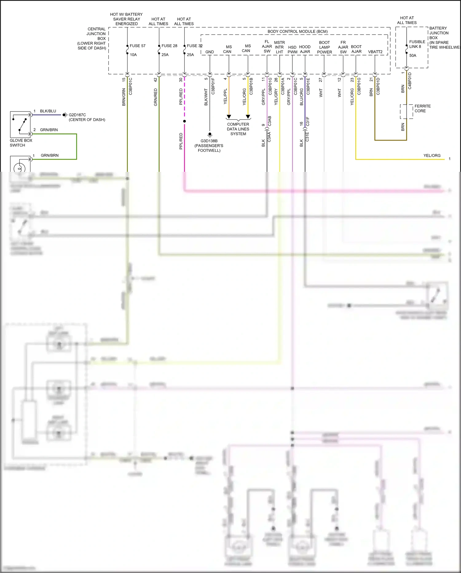 Jaguar F-type I facelift (2016-2019) module wiring diagram  (1 of 1)