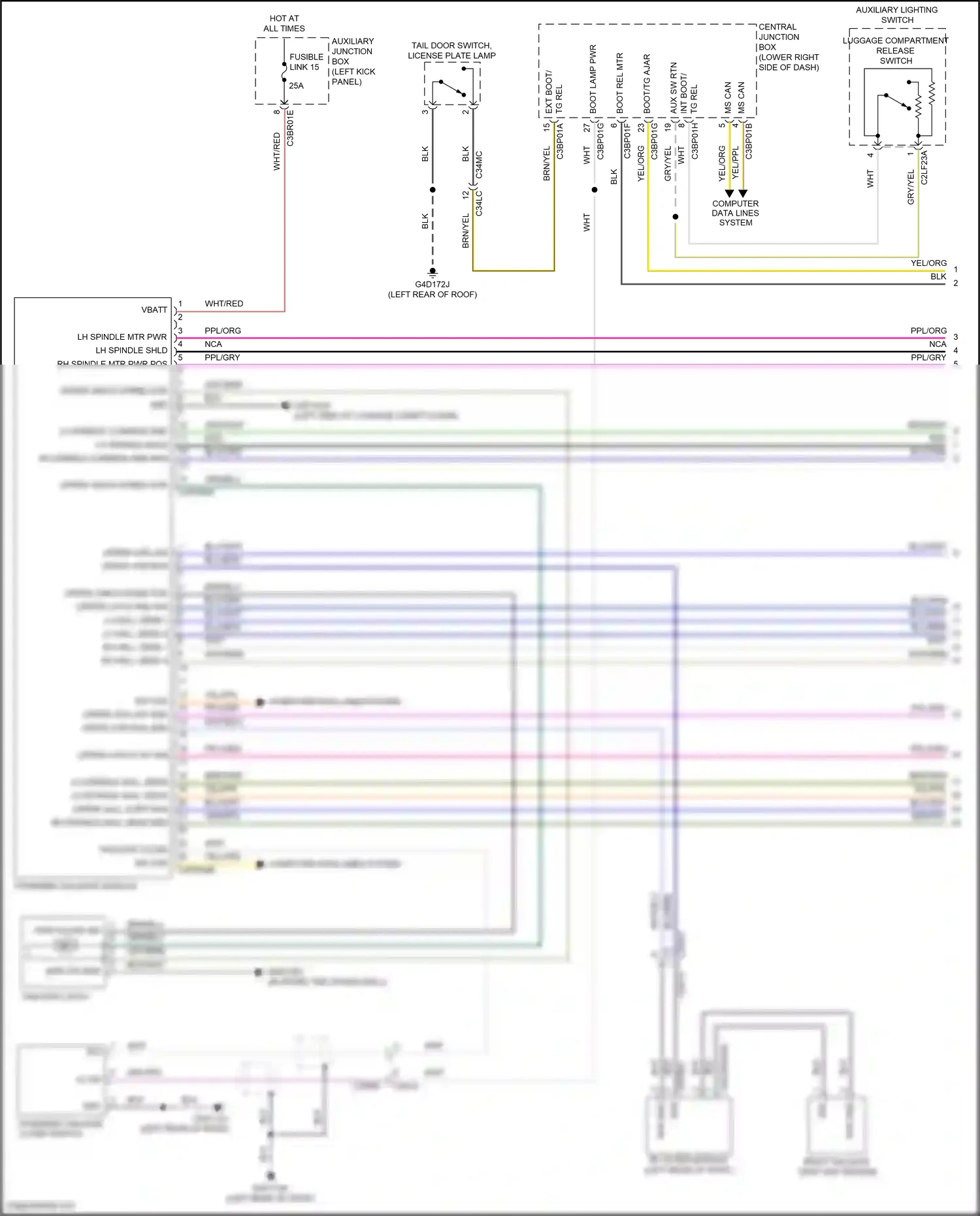 Jaguar F-type I facelift (2016-2019) powered tailgate module wiring diagram  (4 of 4)