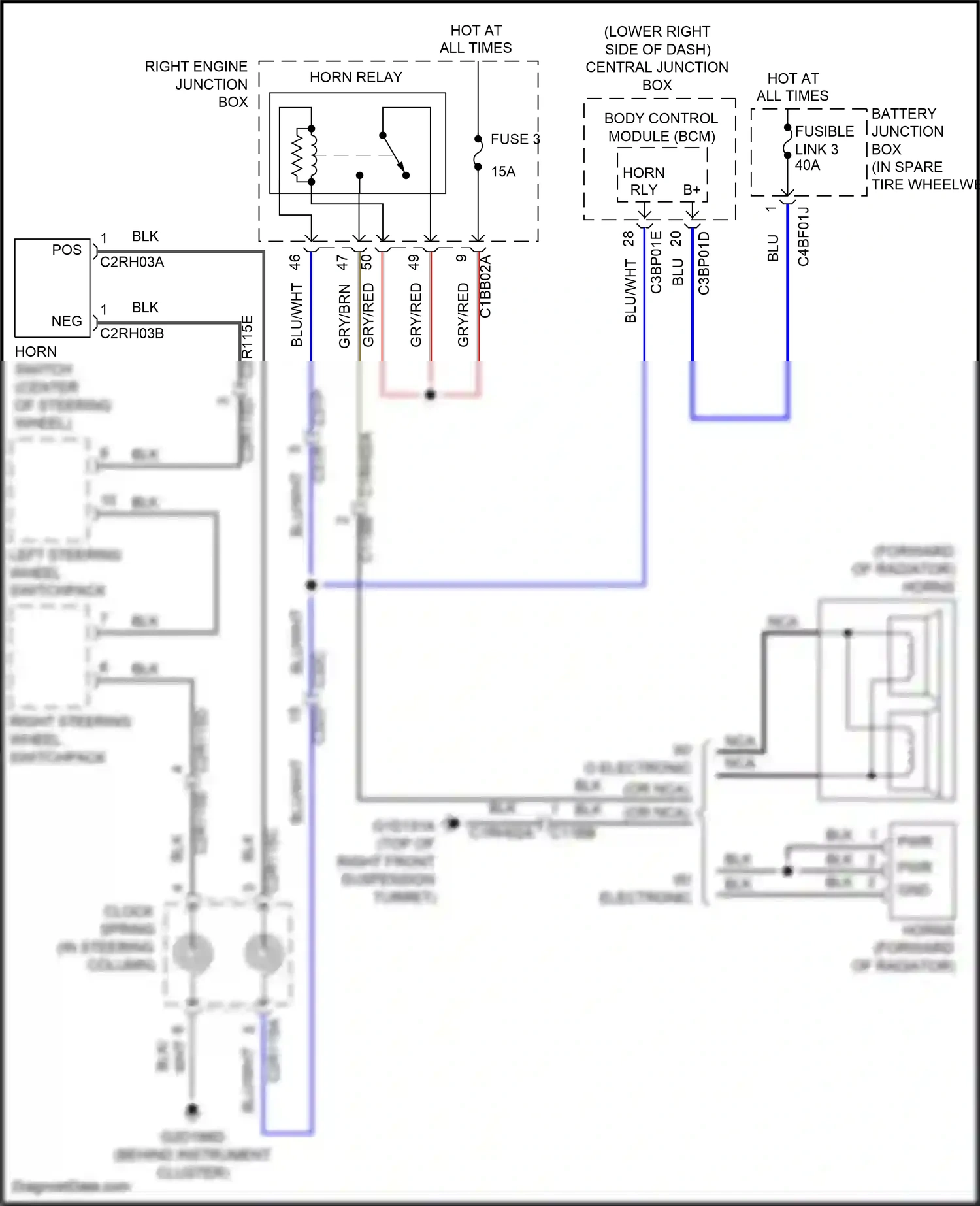 Jaguar F-type I (2013-2017) clock- spring wiring diagram  (4 of 7)