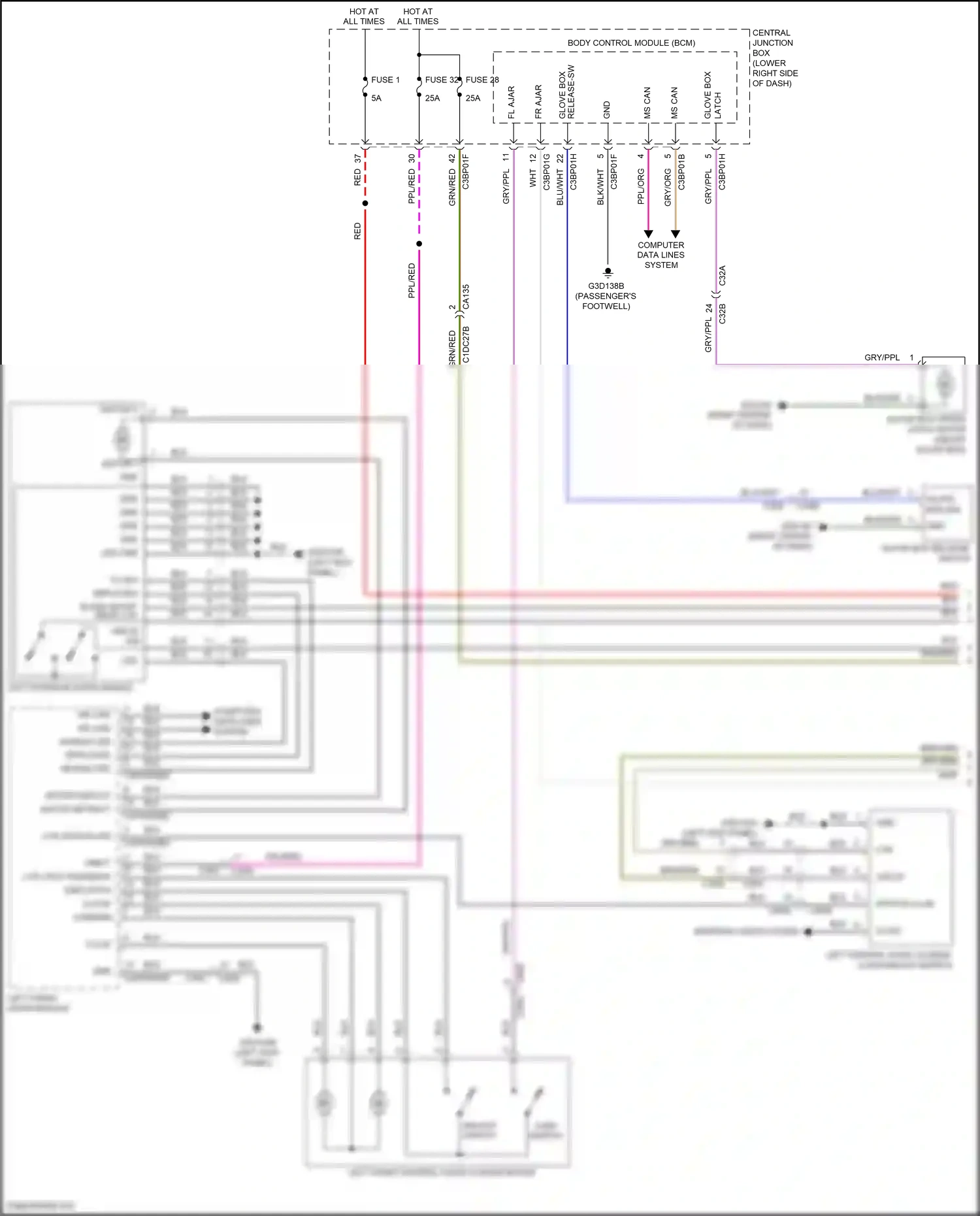 Jaguar F-type I (2013-2017) deployed wiring diagram  (1 of 2)