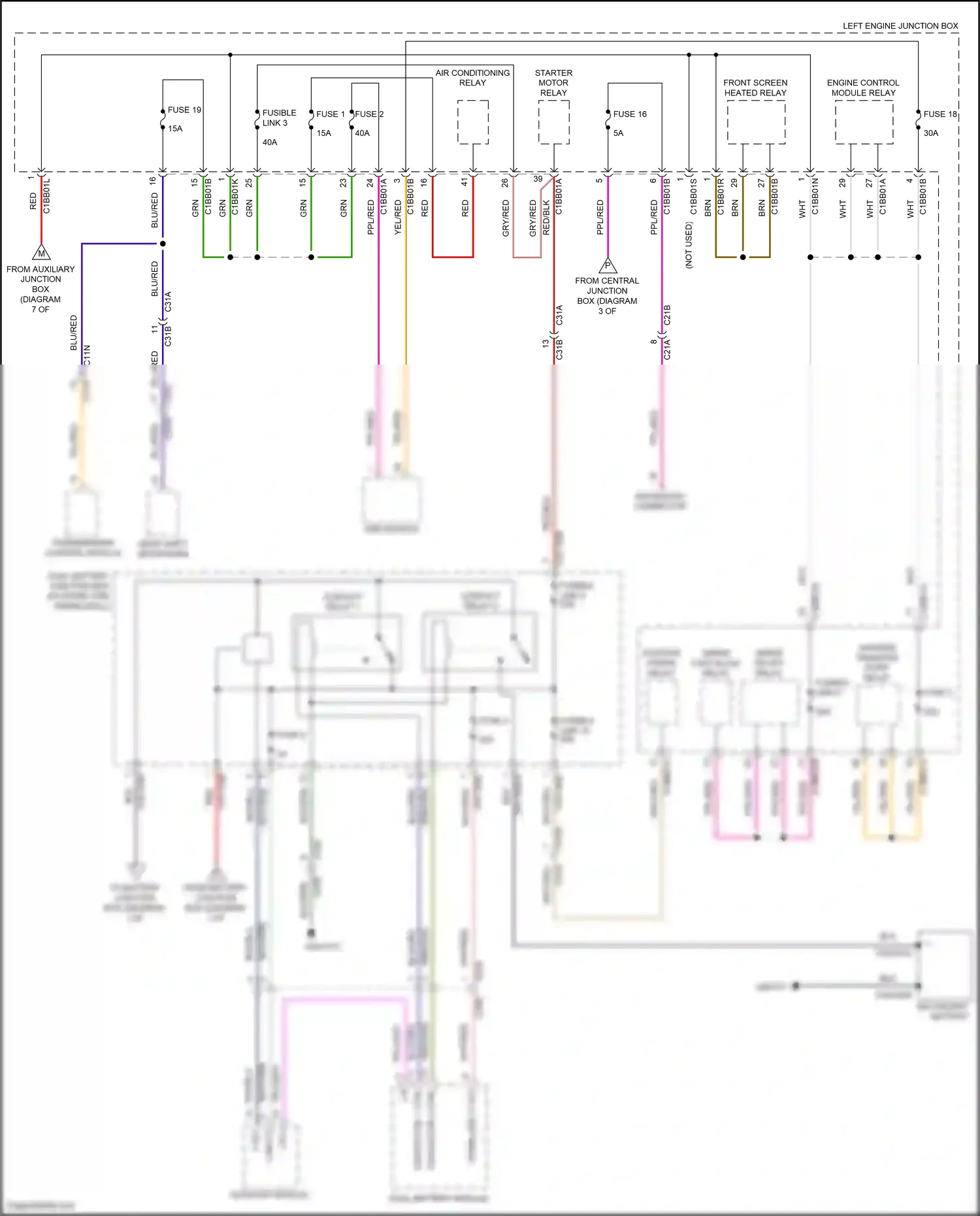 Jaguar F-type I (2013-2017) engine control module relay wiring diagram  (1 of 3)