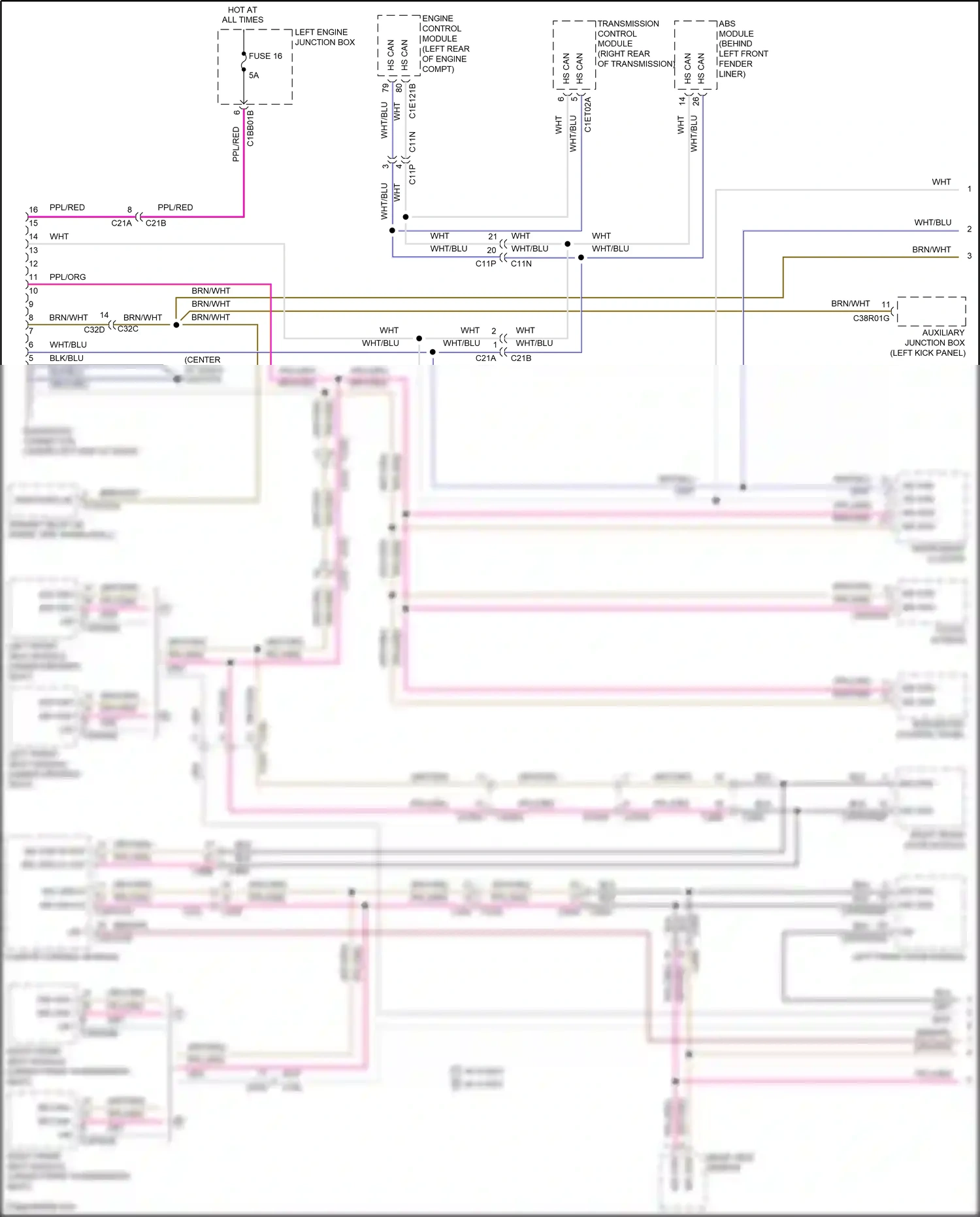 Jaguar F-type I (2013-2017) engine control module wiring diagram  (2 of 4)