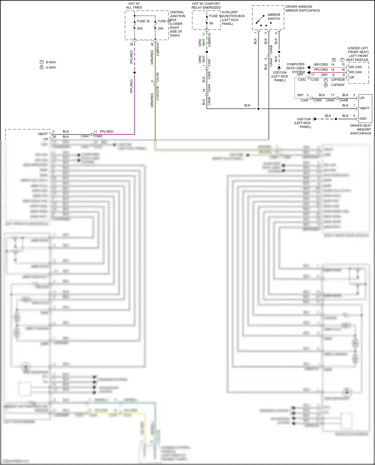 Jaguar F-type I (2013-2017) engine control module wiring diagram  (3 of 4)