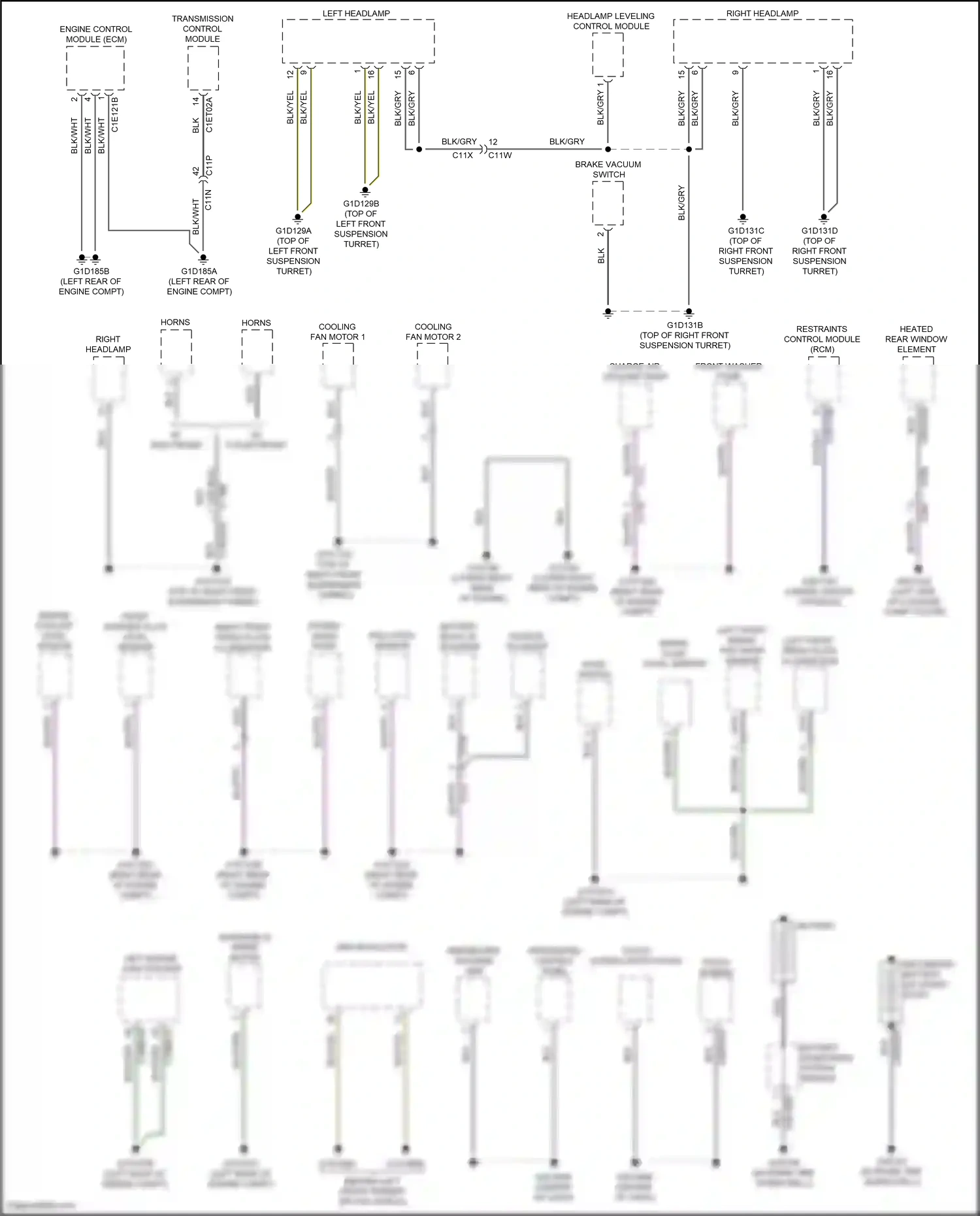 Jaguar F-type I (2013-2017) engine coolant level sensor wiring diagram  (1 of 2)