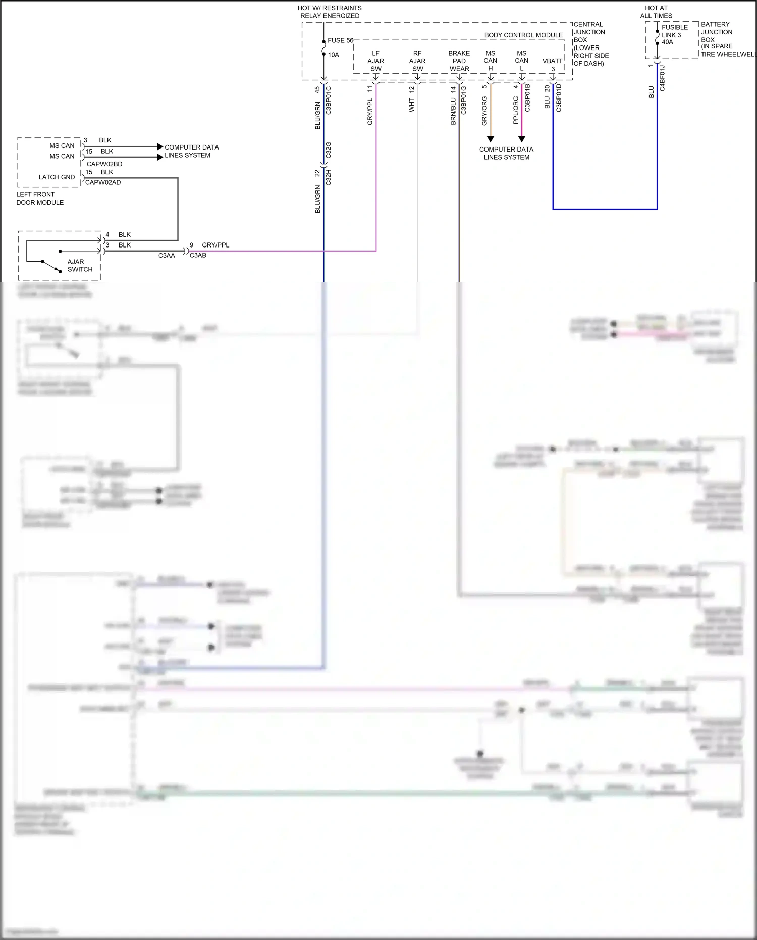 Jaguar F-type I (2013-2017) restraints control module (rcm) wiring diagram  (3 of 5)