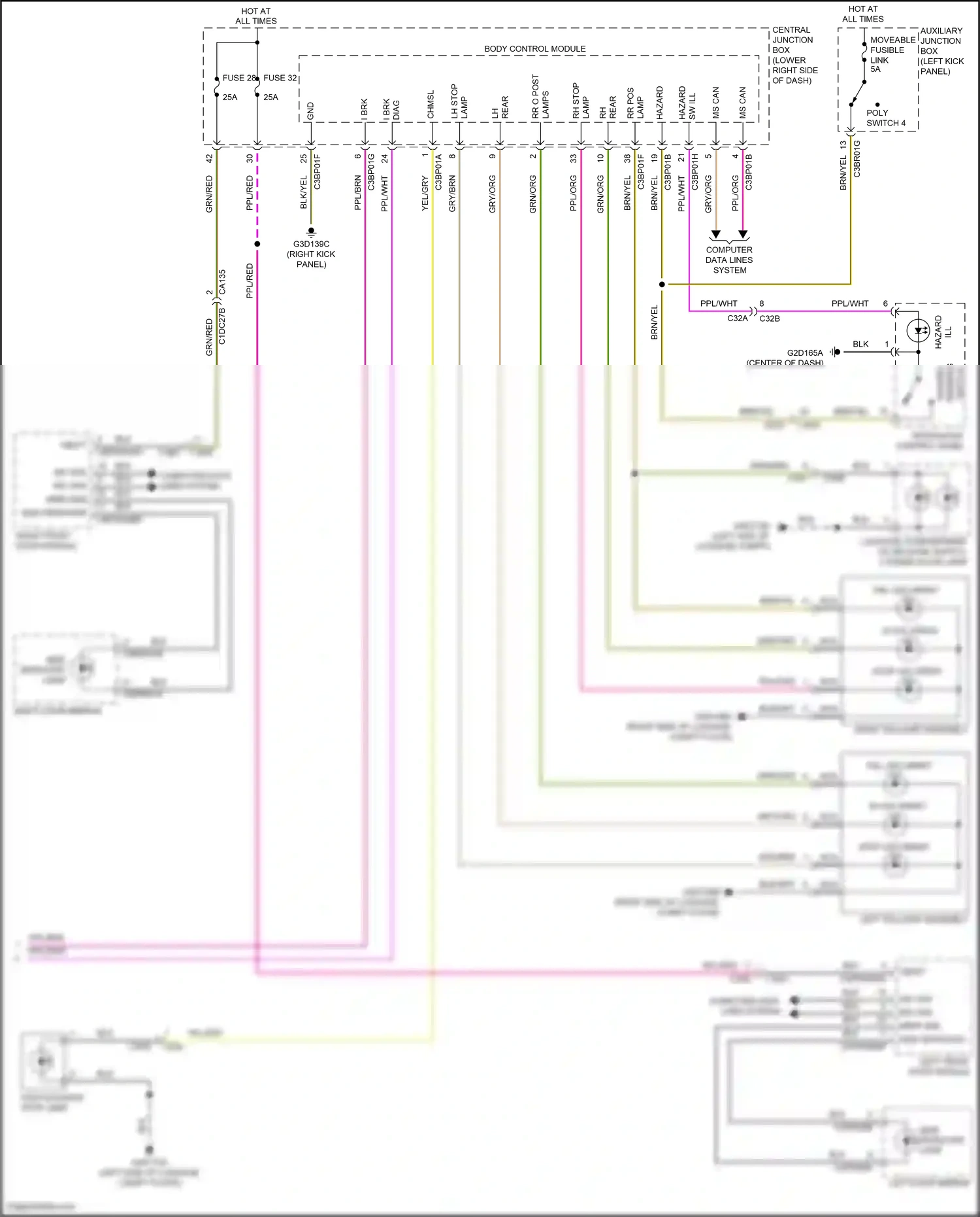 Jaguar F-type I (2013-2017) switch wiring diagram  (1 of 5)