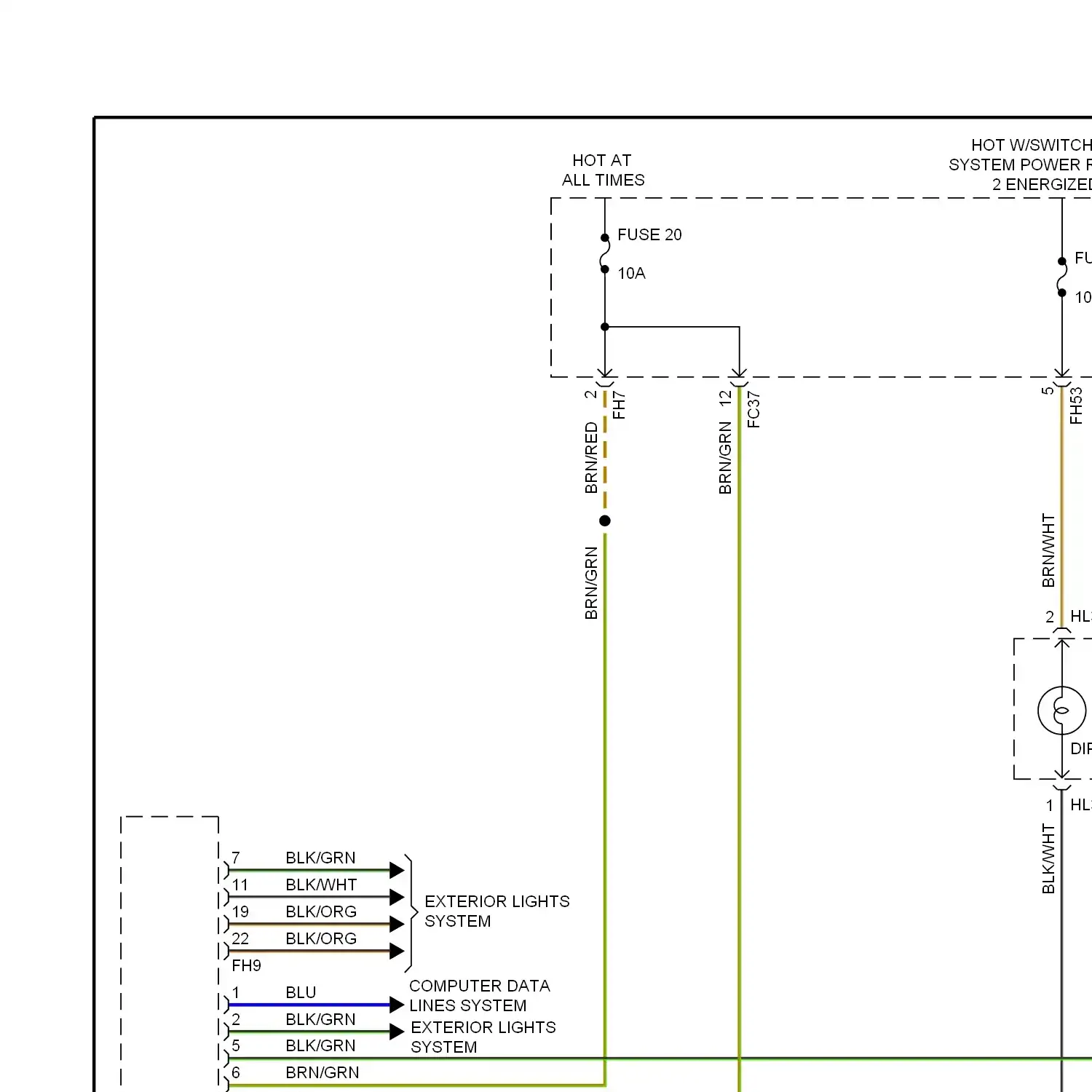 Headlamps & fog lamps circuit, without high intensity discharge (1 of 2)