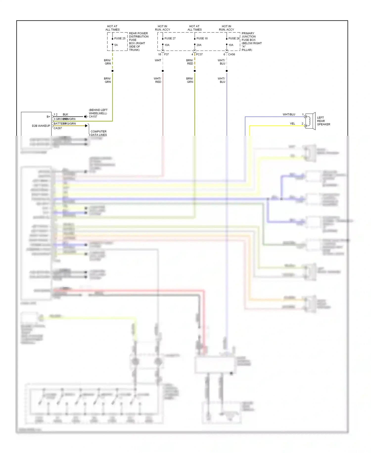 Jaguar S-type I facelift (2004-2008) engine control module (right side of engine compartment firewall) wiring diagram  (1 of 2)