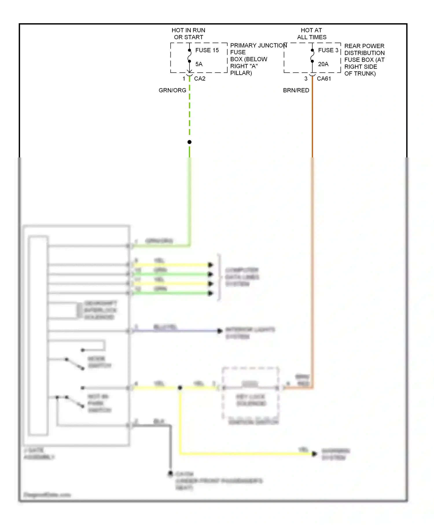 Jaguar S-type I facelift (2004-2008) ignition switch wiring diagram  (7 of 8)