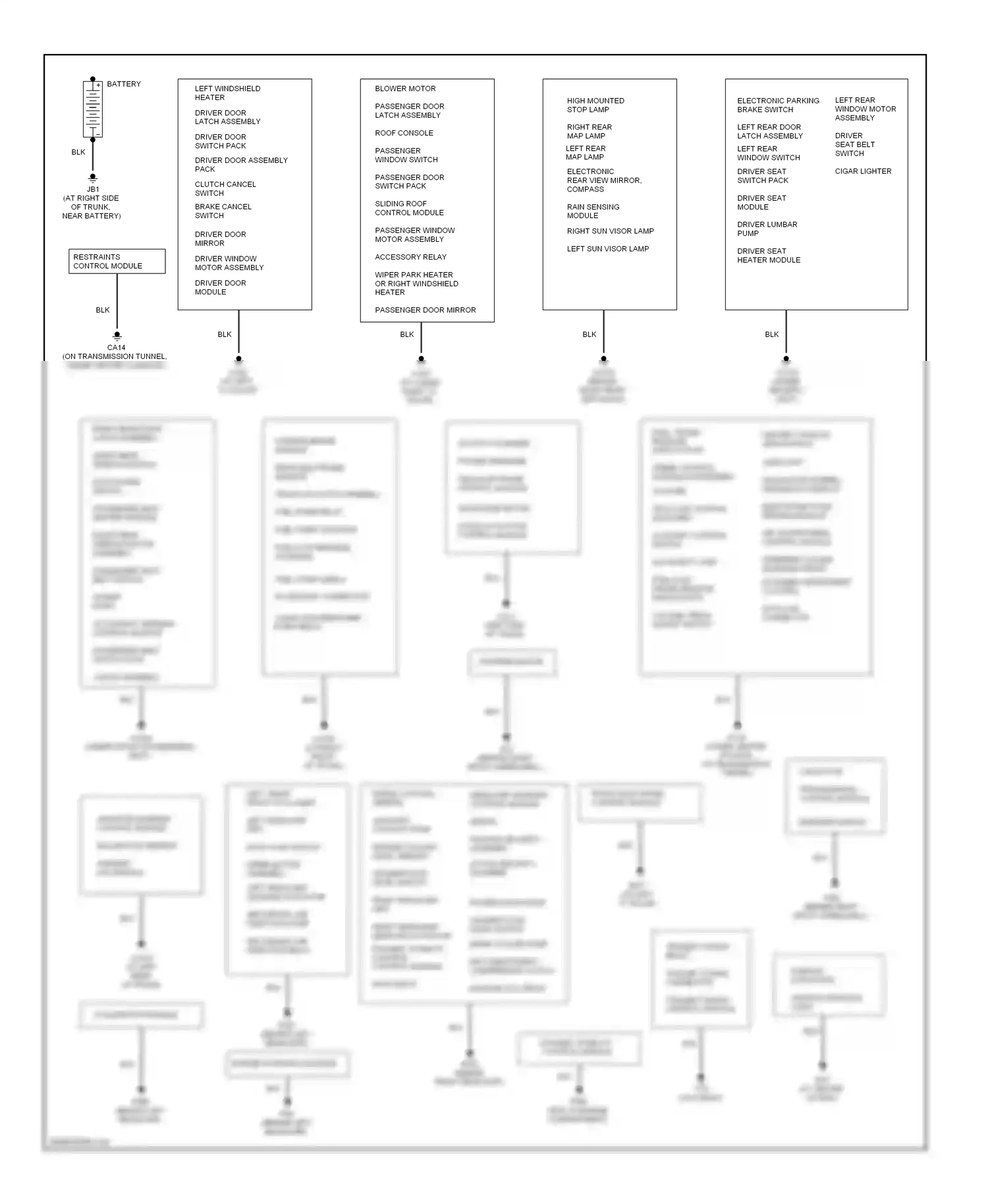 Jaguar S-type I facelift (2004-2008) restraints control module wiring diagram  (1 of 1)