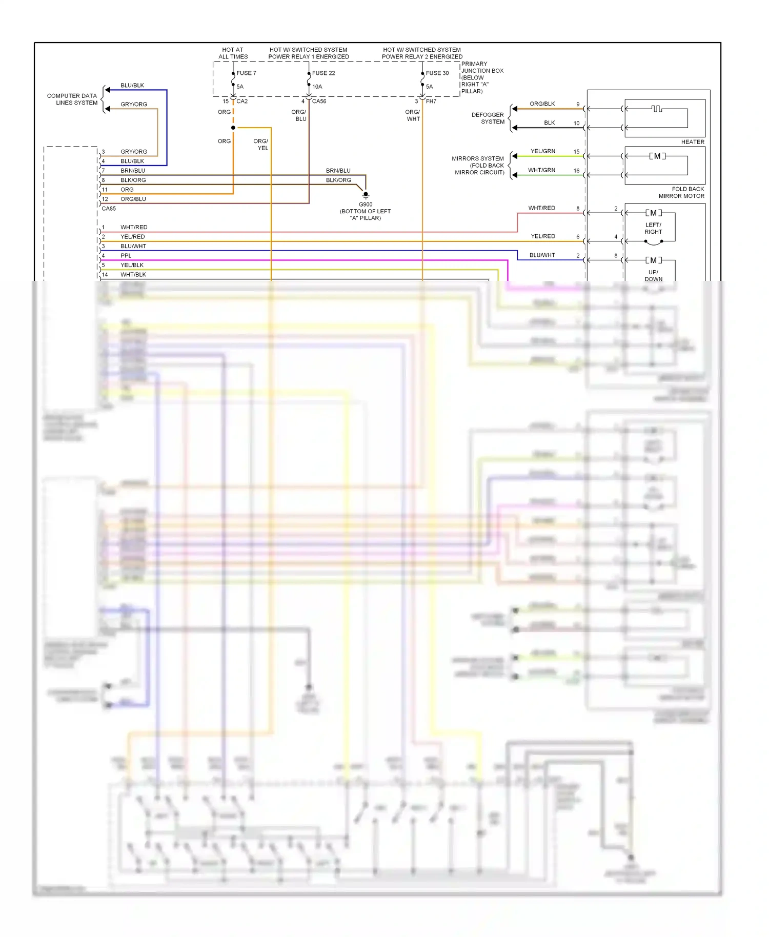 Jaguar S-type I (1998-2004) down wiring diagram  (1 of 3)