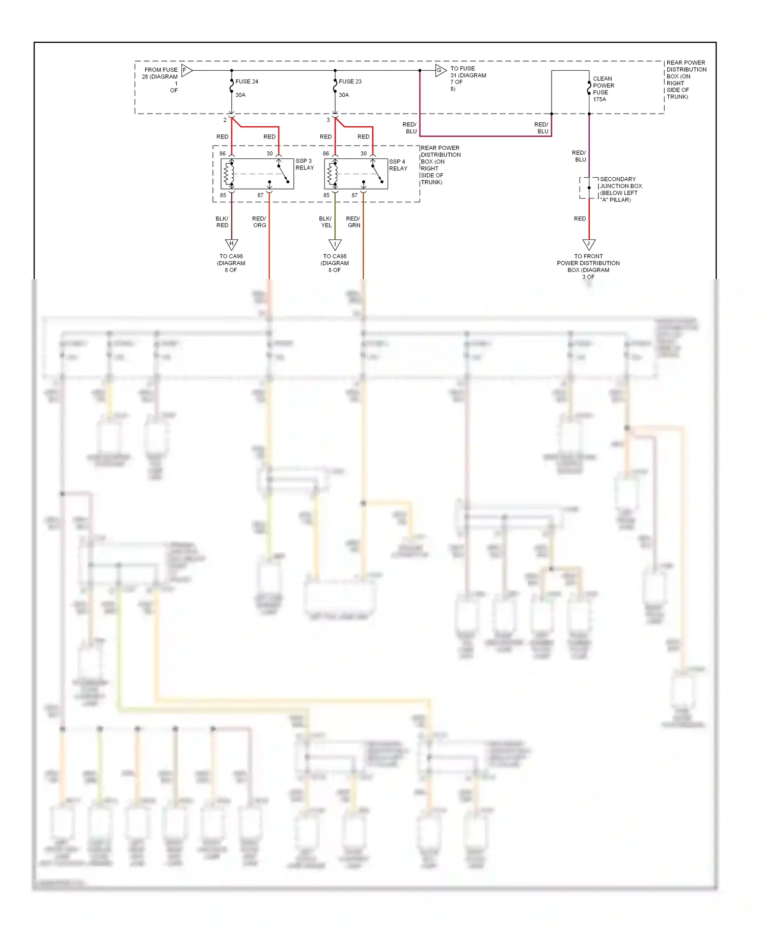 Jaguar S-type I (1998-2004) rear electronic control module wiring diagram  (2 of 4)