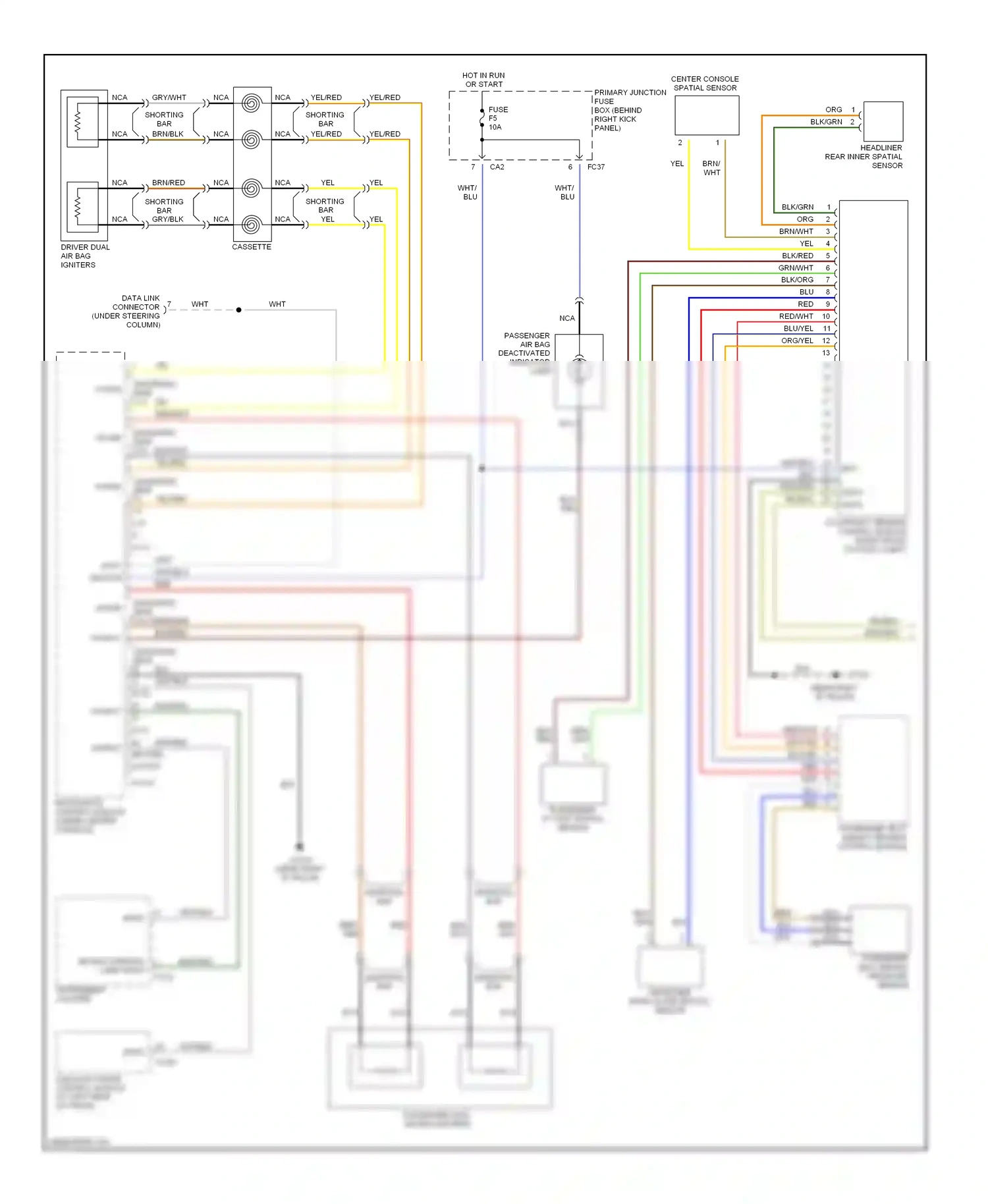 Jaguar S-type I (1998-2004) restraints control module (under center console) wiring diagram  (1 of 2)