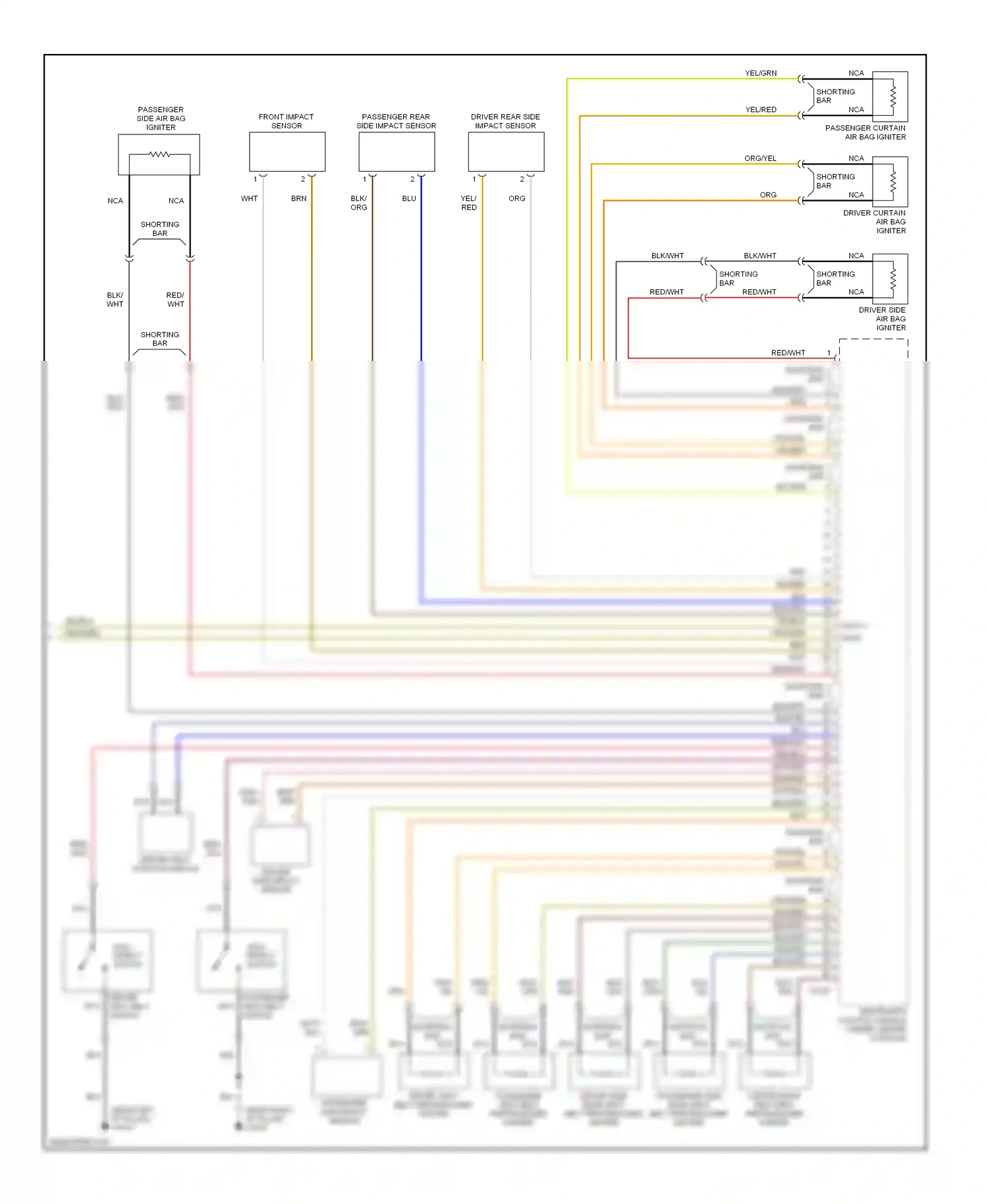 Jaguar S-type I (1998-2004) restraints control module (under center console) wiring diagram  (2 of 2)