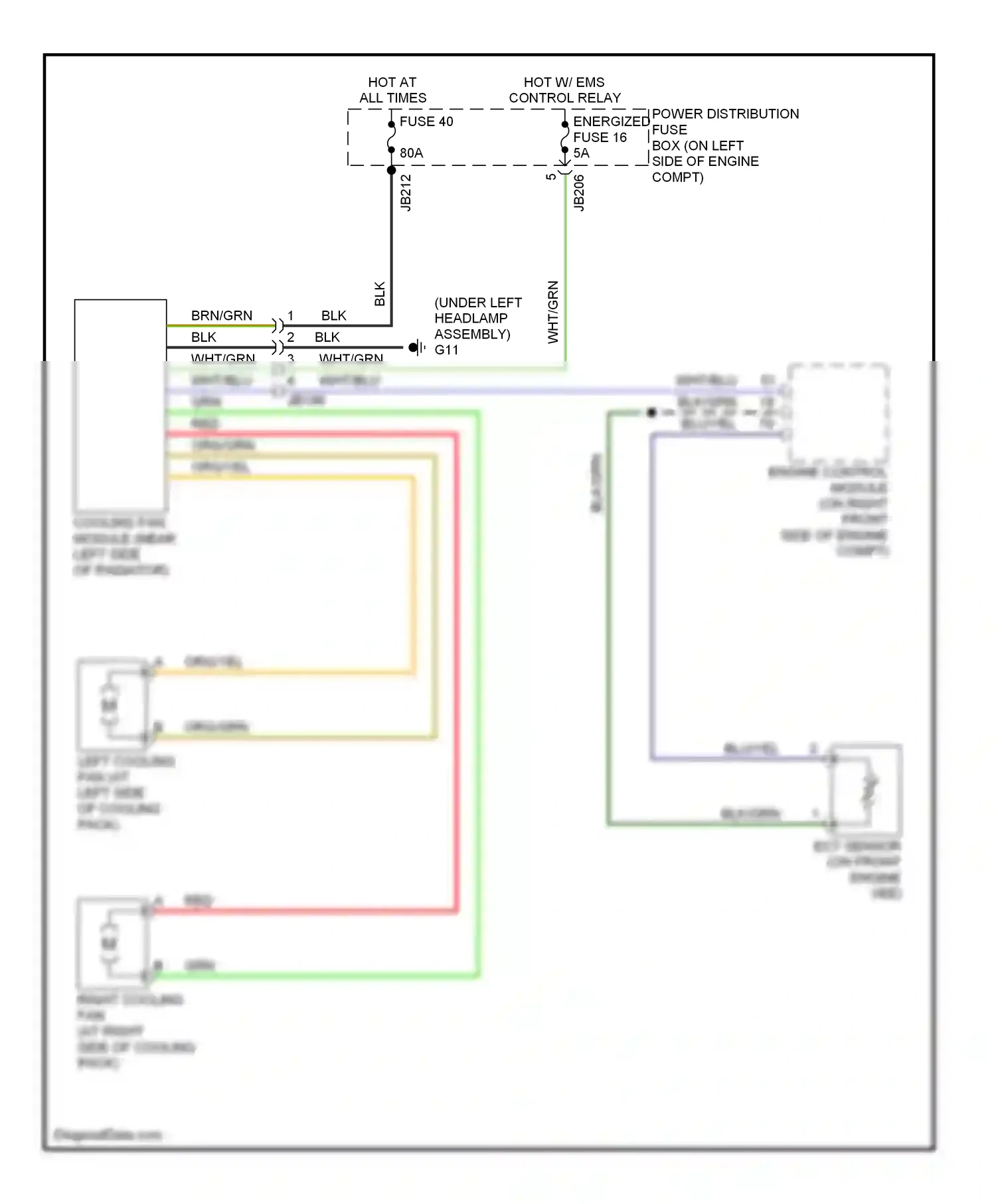 Jaguar X-type I facelift (2008-2009) ect sensor (on front engine vee) wiring diagram  (2 of 3)