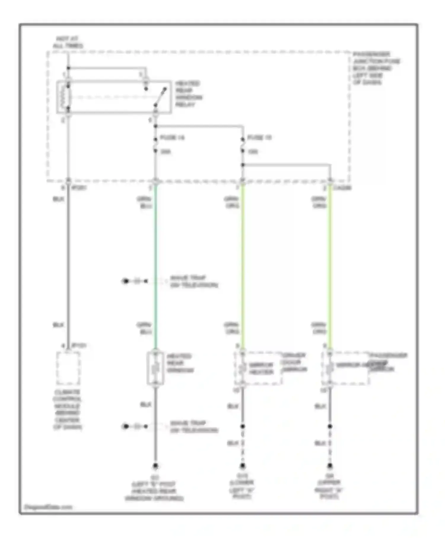 X-type Jaguar I (2001-2009): Rear defogger & heated mirrors circuit, without memory