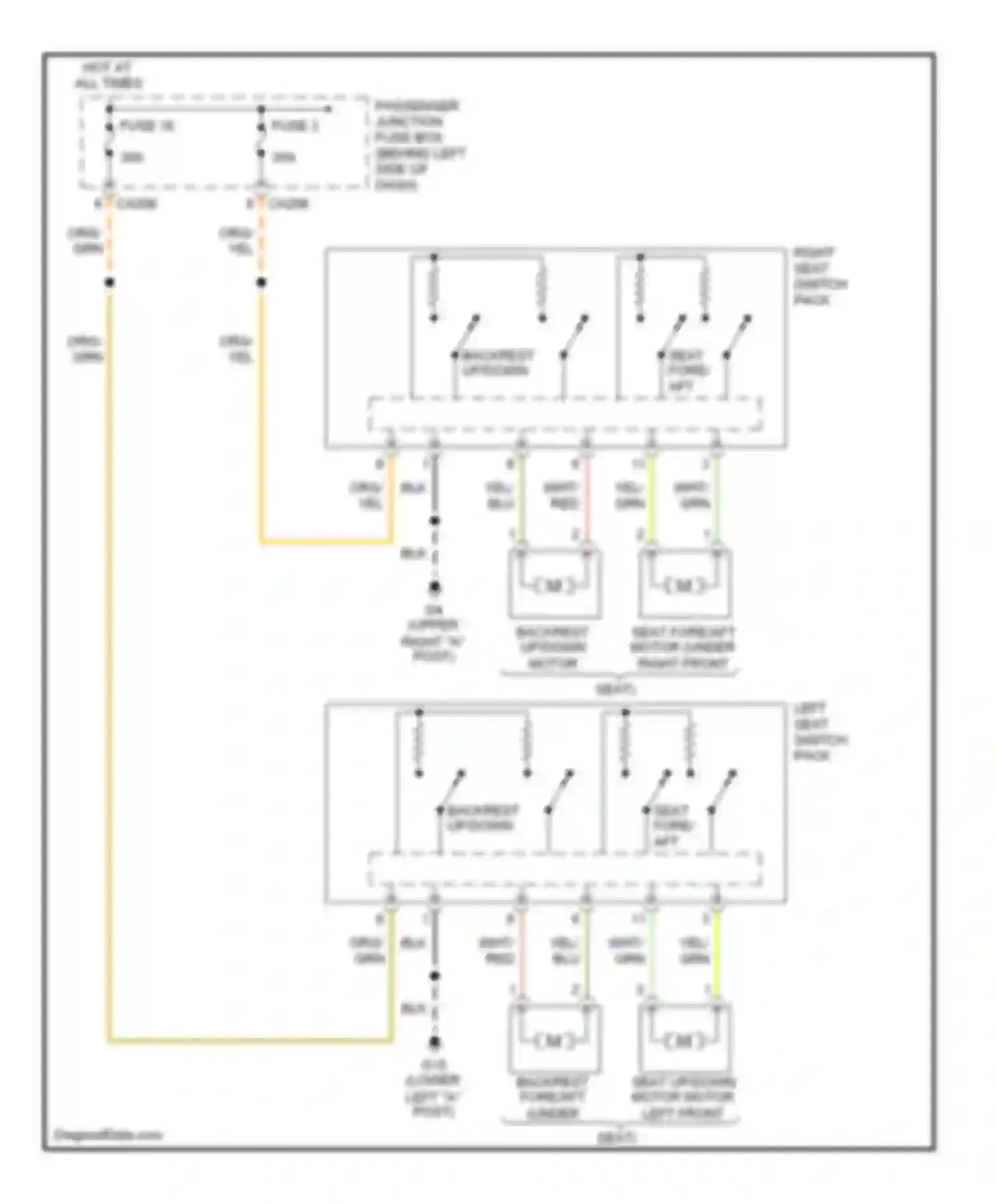 X-type Jaguar I (2001-2009): 4-way adjustable power seat circuit