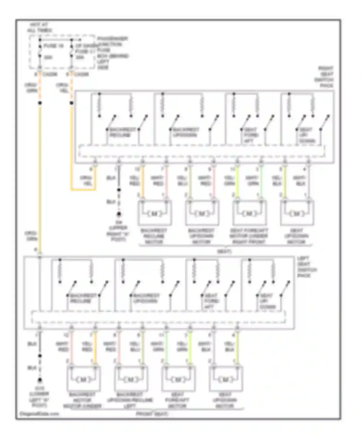 X-type Jaguar I (2001-2009): 8-way adjustable power seat circuit