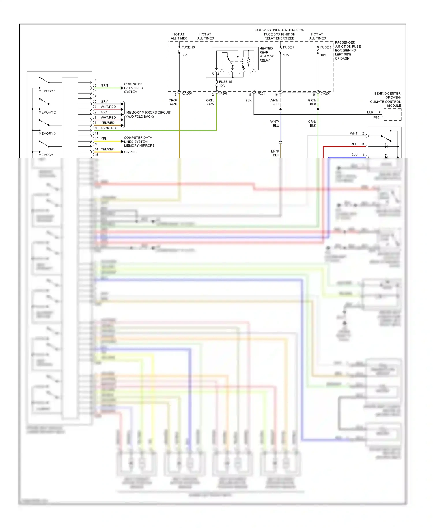 Jaguar X-type I (2001-2009) computer data lines system memory mirrors circuit wiring diagram  (1 of 1)