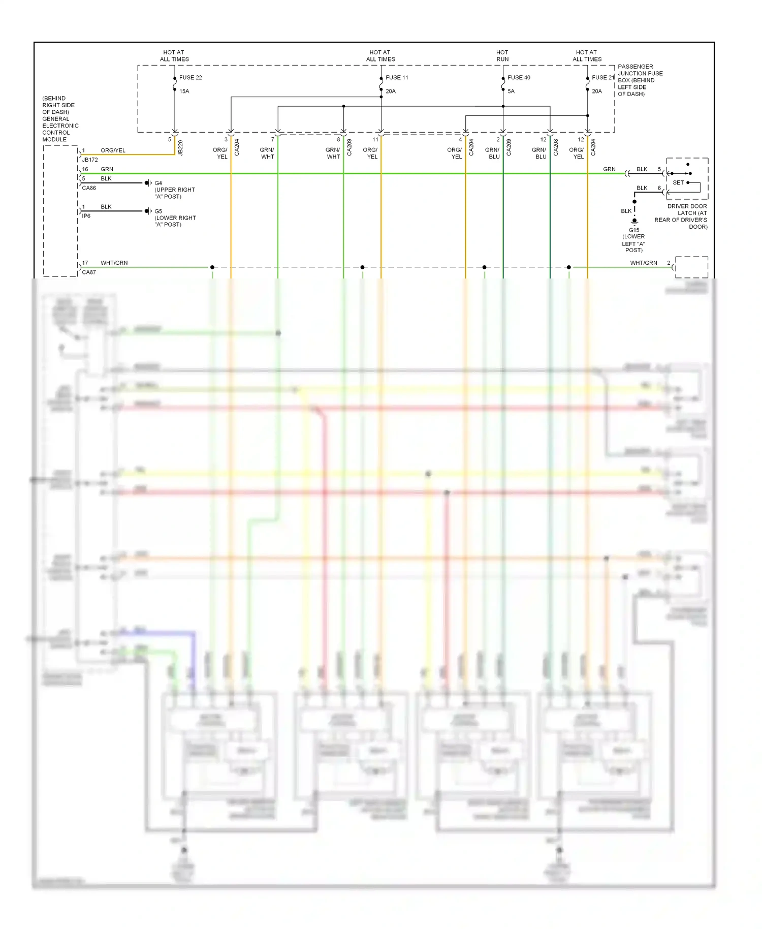 Jaguar X-type I (2001-2009) left front window switch wiring diagram  (1 of 1)